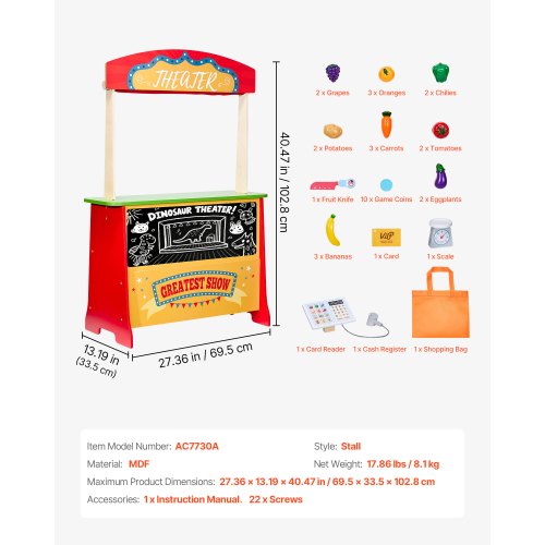 Holz-Puppentheater 2-in-1 wendbarer Kaufladen Kinderspiel-Marktstand