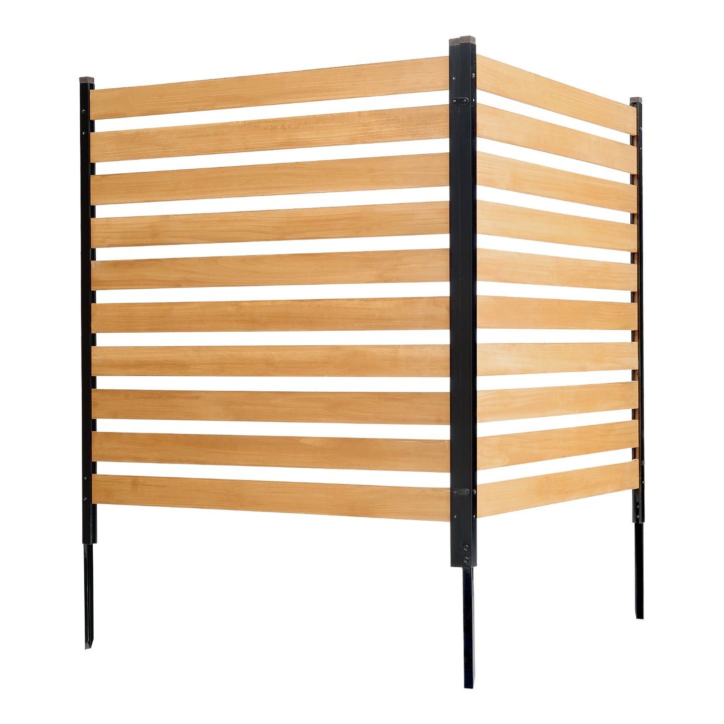 Wood Privacy Fence, 38" W x 42" L, 2-Panel Slatted Air Conditioner Fence Screen, Pool Equipment Enclosure with Metal Stakes, Easy DIY Installation, Outdoor Trash Can Hider for Garden Decoration