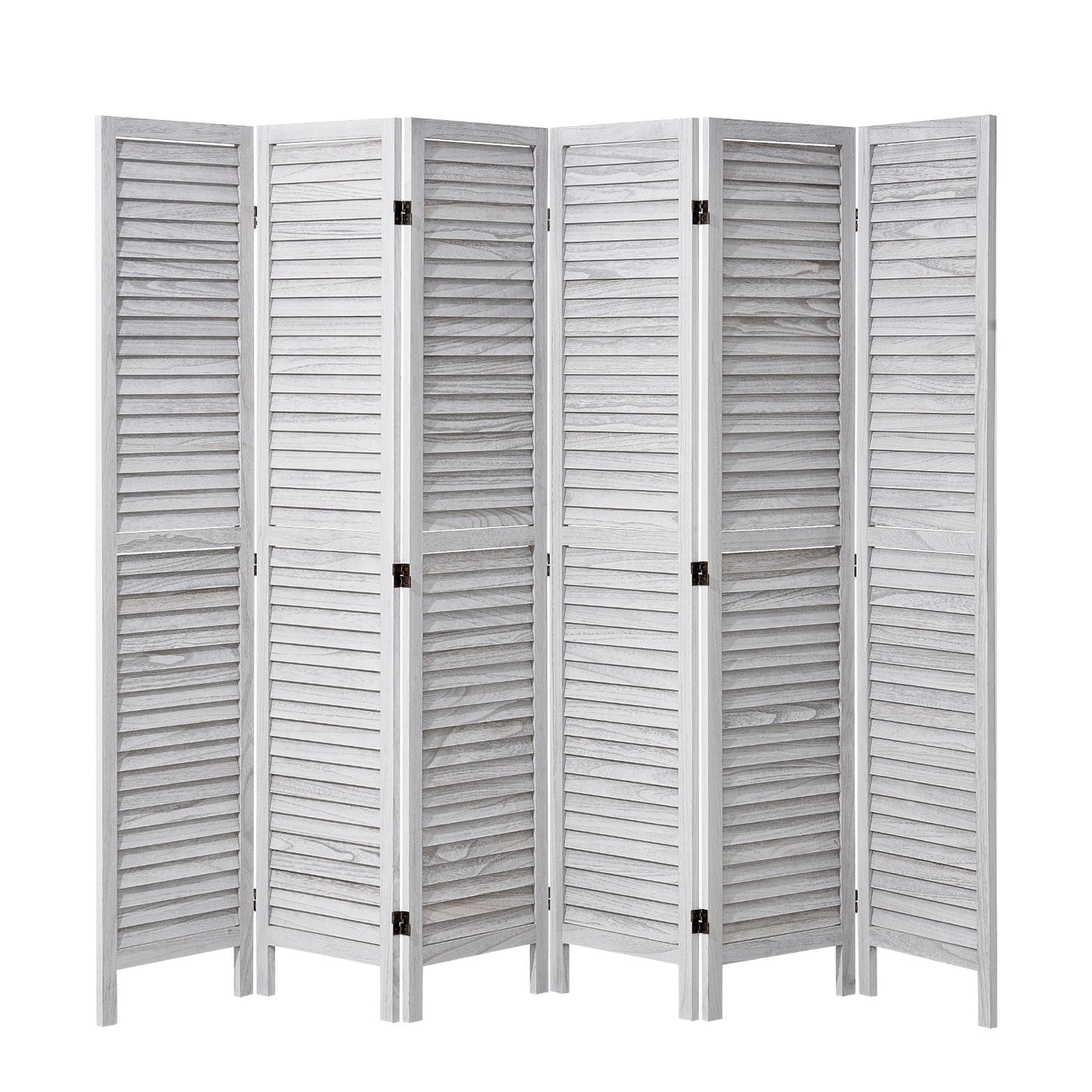 Wood Room Divider, 6 Panel Wood Folding Privacy Screen, 66.9 Inches Tall Indoor Louvered Wooden Partition, Portable Decoration Screen, for Room Separation, Home, Office, Restaurant & Bedroom