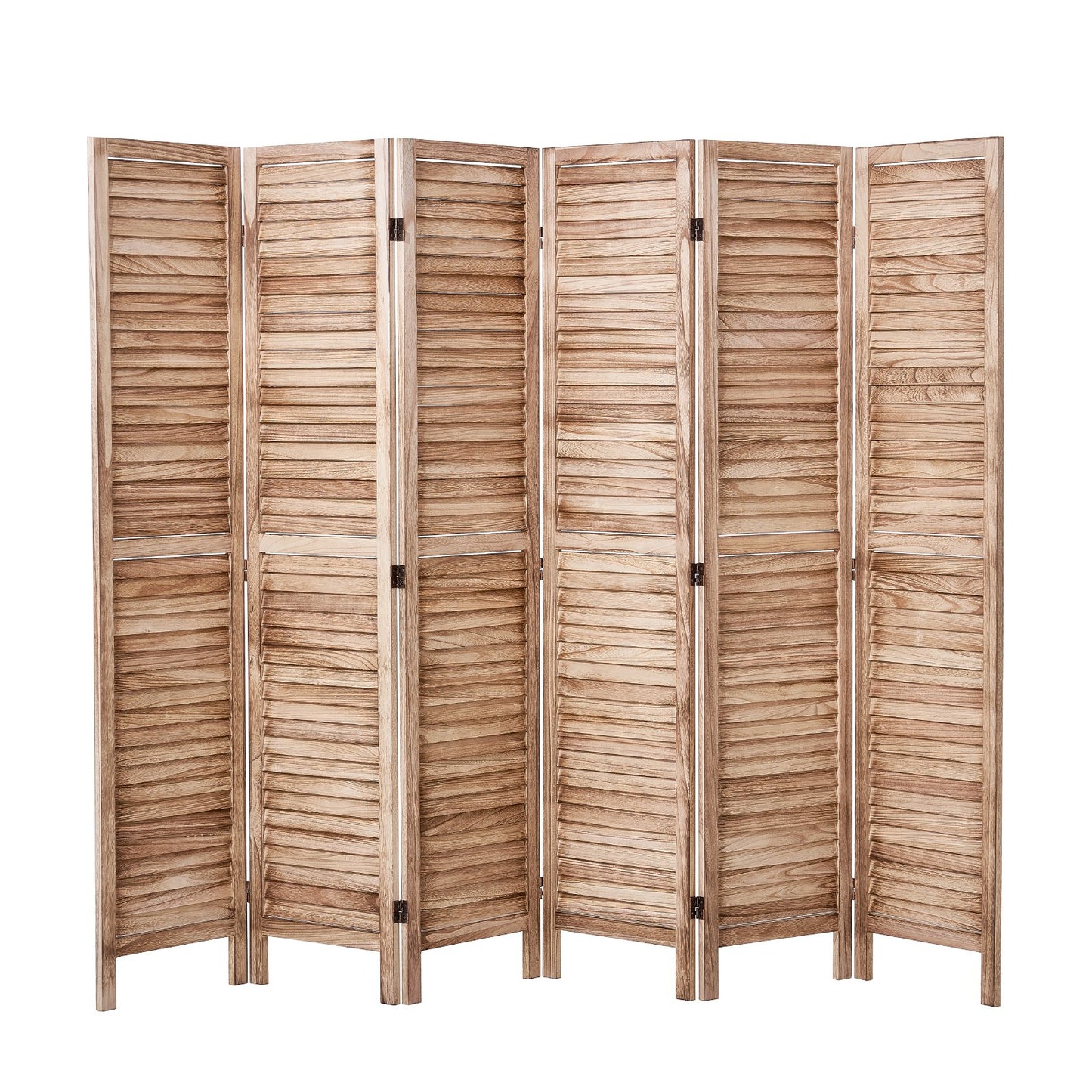 Wood Room Divider, 6 Panel Wood Folding Privacy Screen, 66.9 Inches Tall Indoor Louvered Partition Divider, Portable Decoration Screen, for Room Separation, Home, Office, Restaurant & Bedroom