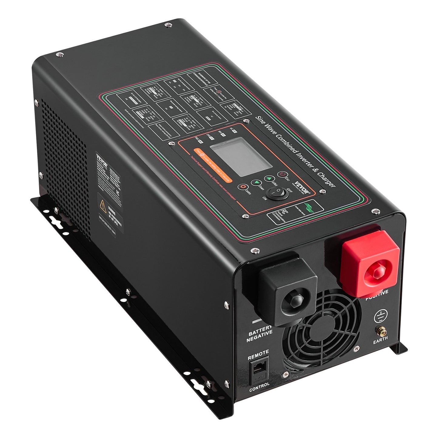 Pure Sine Wave Inverter Charger, 2000 Watt, DC 12V to AC 120V Power Inverter with LCD Display, Remote Control, Solar Inverter for Off-Grid Solar RV Boat Home, Compatible with Various Batteries