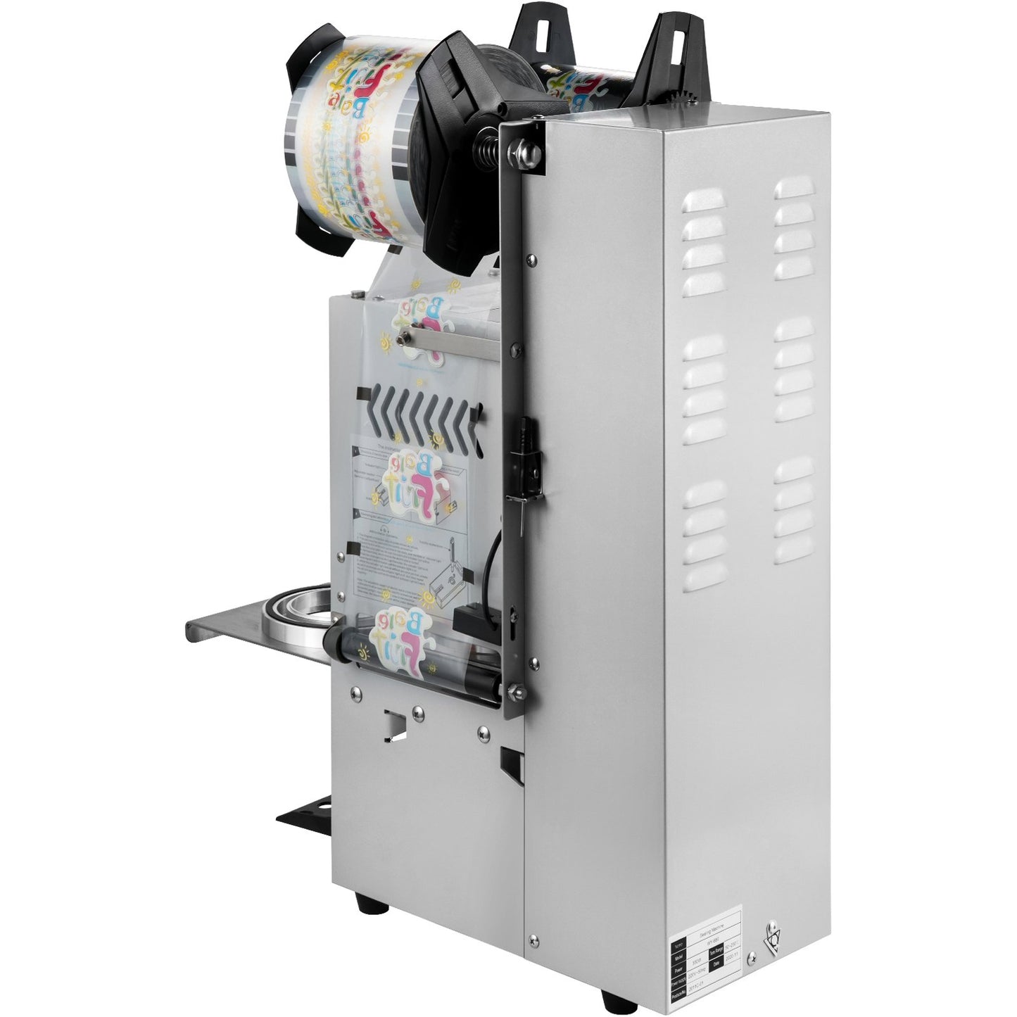 Semi-automatic Cup Sealing Machine, 300-500 Cup/h Tea Cup Sealer Machine, Silver Boba Cup Sealer Machine, 90/95mm Cup Diameter Boba Cup Sealing Machine with Control Panel for Bubble Milk Tea