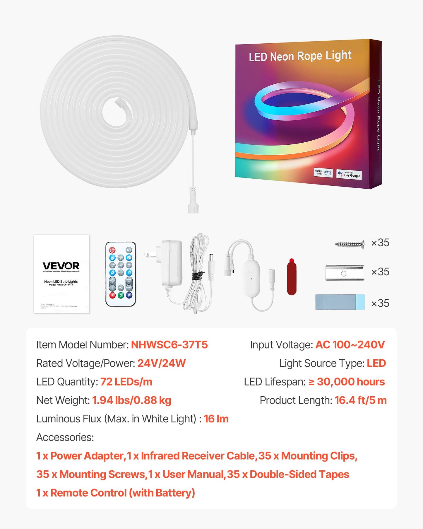 LED Neon Rope Light, 16.4 ft, Flexible RGB-IC LED Strip Light, Control with App/Remote, Works with Alexa & Google Assistant, Music Syncing, Custom DIY Neon Flex Lights, for Bedroom Gaming Indoor
