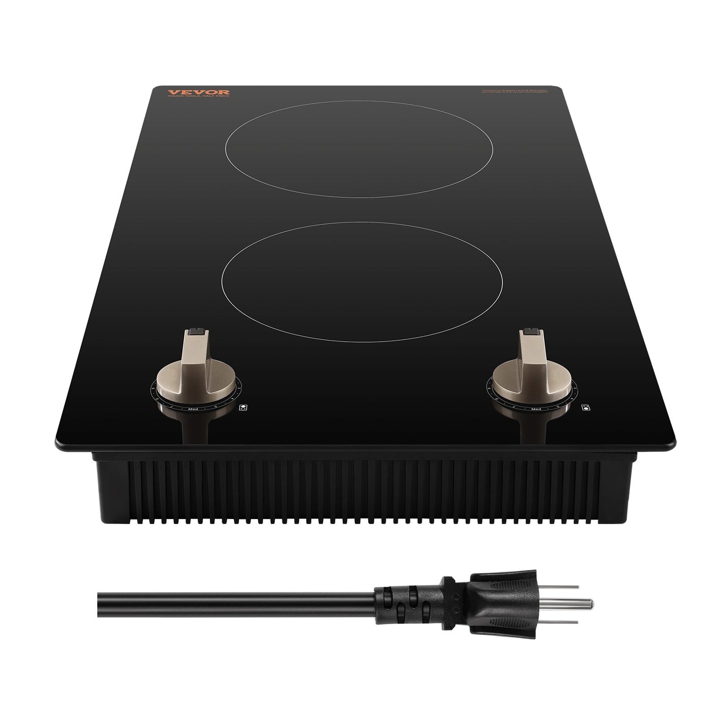 Induction Cooktop, 1800W Electric Countertop Burner, 2 Burner Knob Control Stove, Built-in Induction Cooktop with 12 Temperature Settings, Glass Surface, Auto Shut-Off