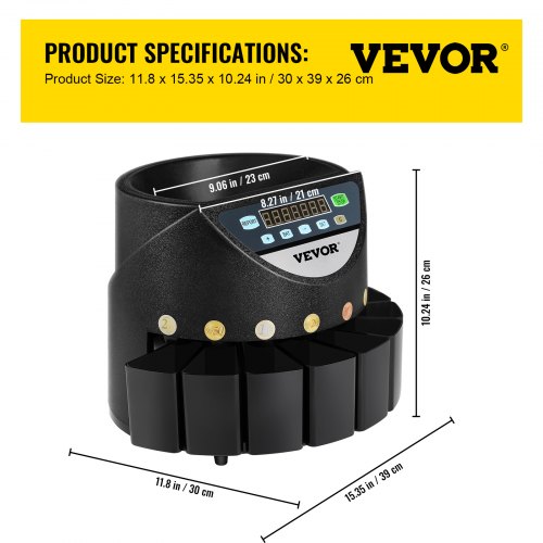 Euro coin counter sorter 500-1000 coins Electronic automatic euro coin counter 300 coins per minute with 8 coin drawers for school store bank | EU