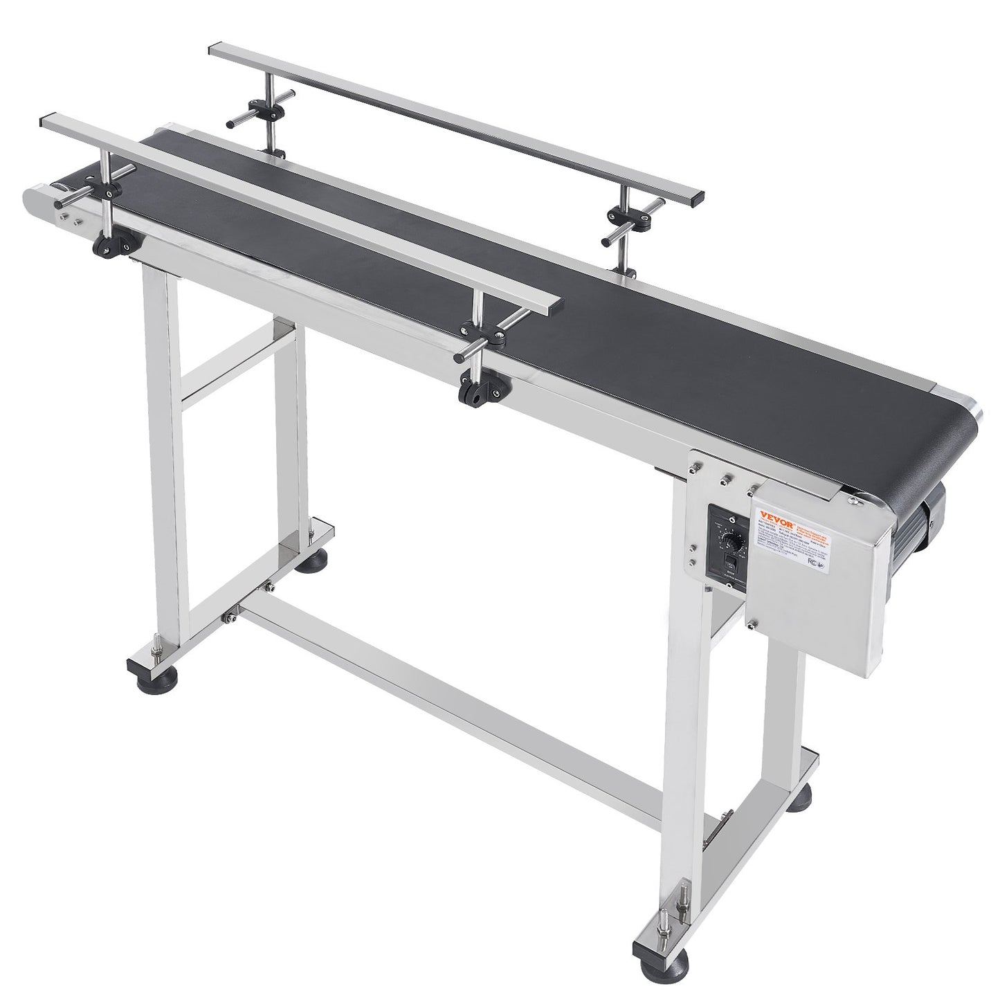 Belt Conveyor, 47 x 7.8 inch Conveyor Table, Heavy Duty Stainless Steel Motorized Belt Conveyor for Inkjet Coding Applications Powered PVC Belt Anti-Static Adjustable Speed (Double Guardrail)