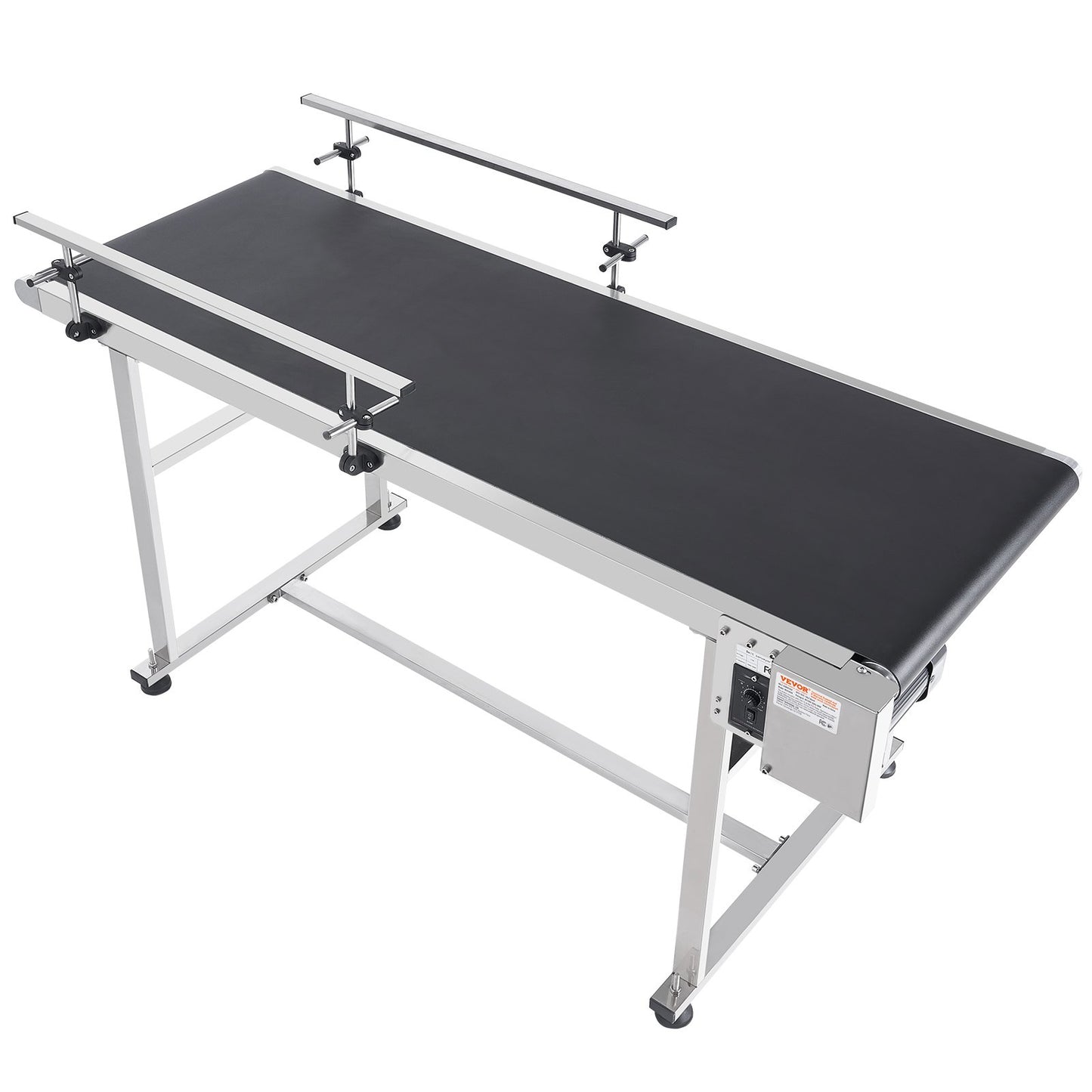 Belt Conveyor, 59 x 19.7 inch Conveyor Table, Heavy Duty Stainless Steel Motorized Belt Conveyor for Inkjet Coding Applications Powered PVC Belt Anti-Static Adjustable Speed (Double Guardrail)
