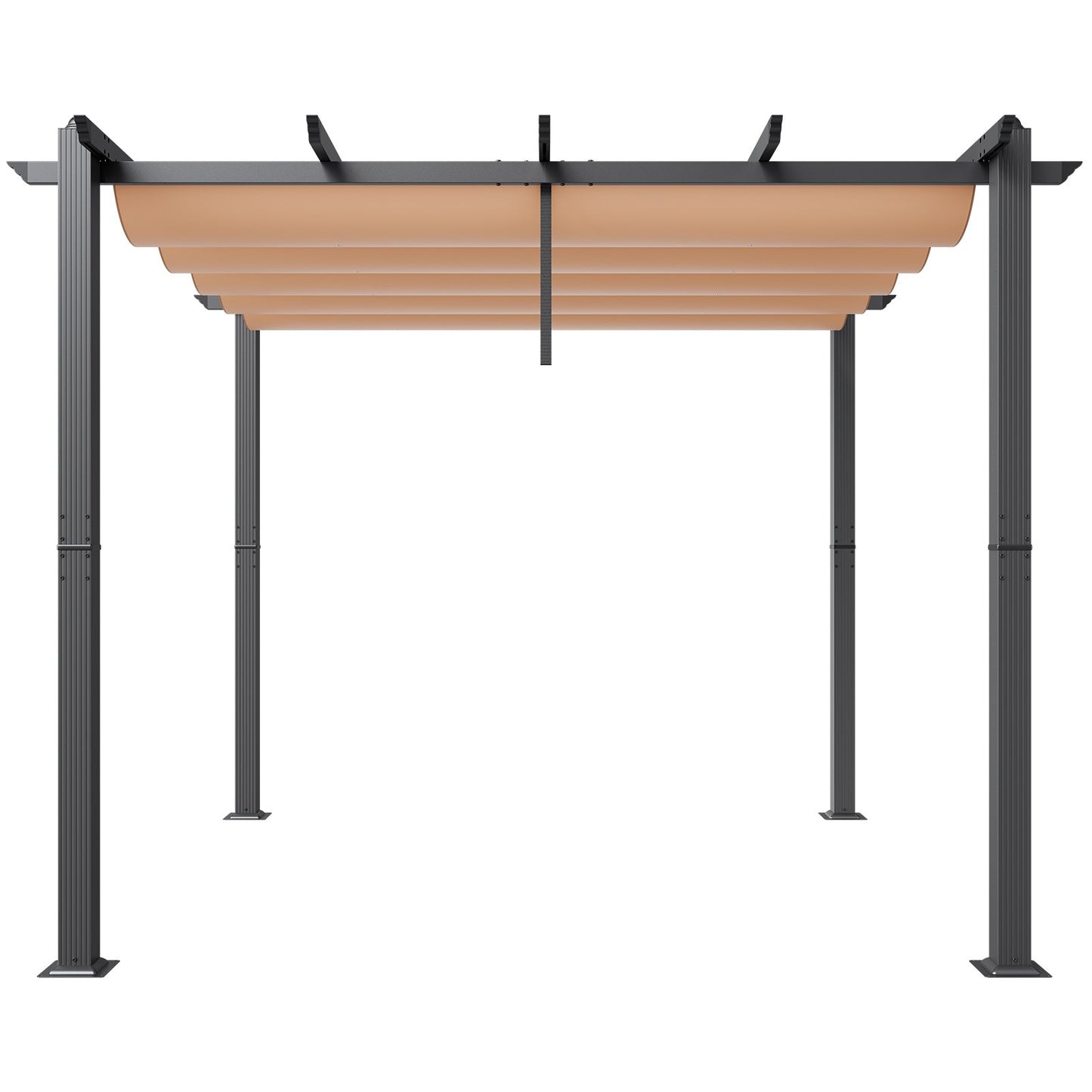 10'x10' einziehbare Pergola für den Außenbereich mit Sonnenschutzdach aus Aluminium in Beige