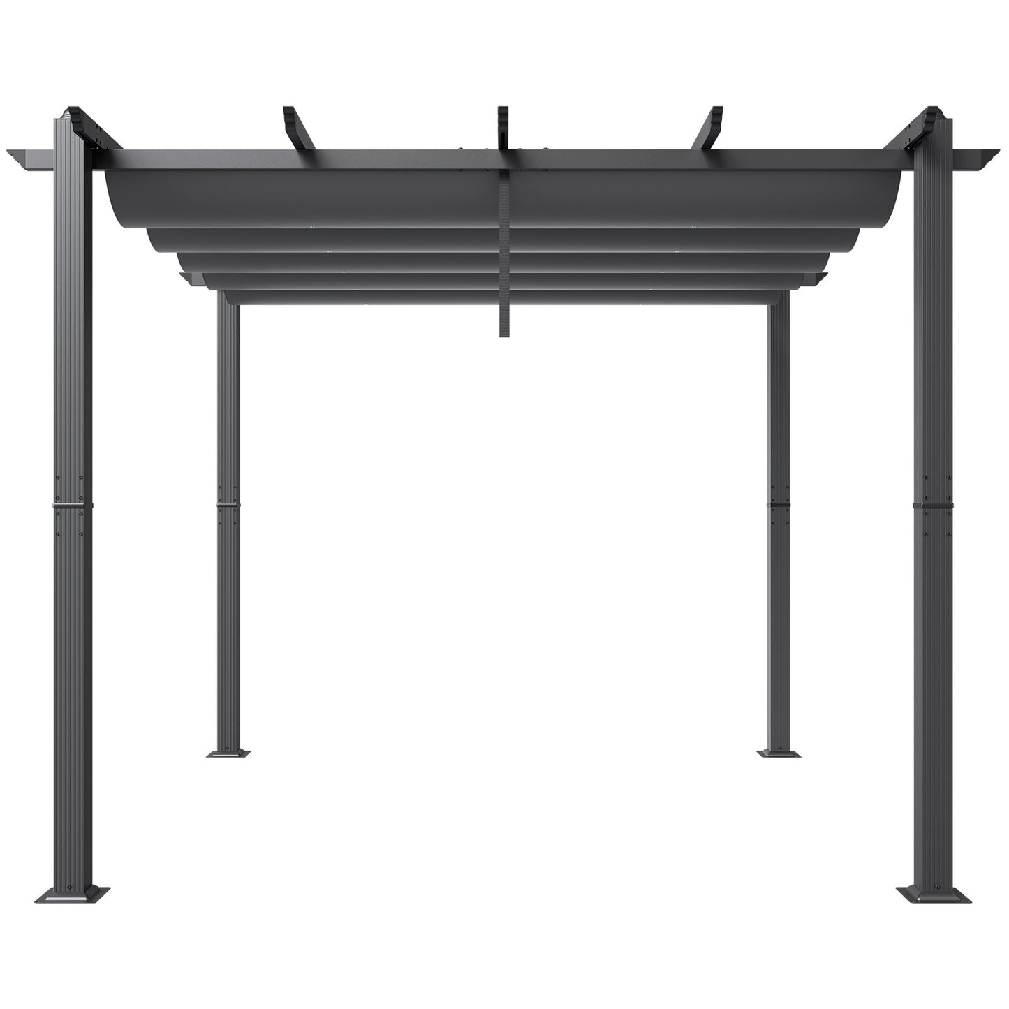 10'x10' einziehbare Pergola für den Außenbereich mit Sonnenschutzdach, Aluminiumgrau