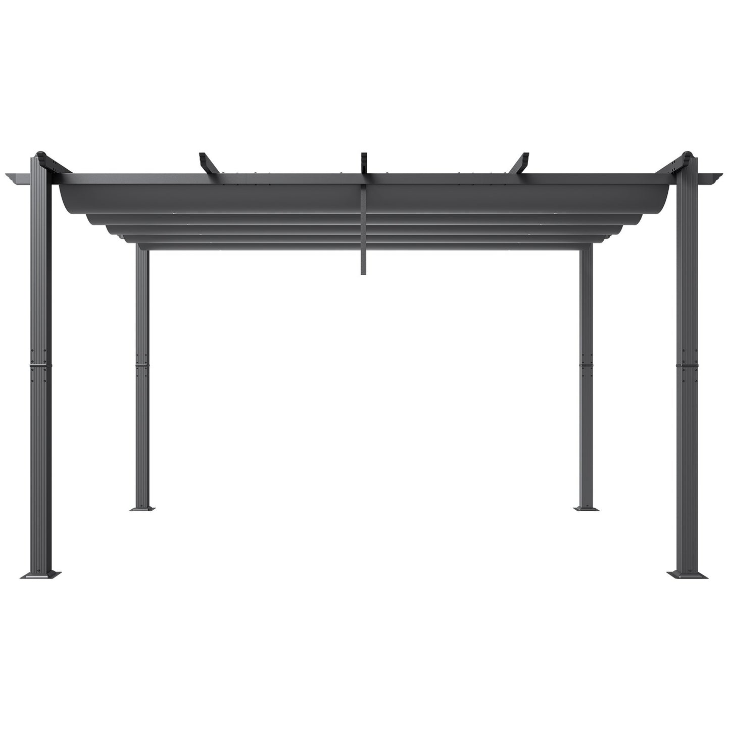10'x13' einziehbare Pergola für den Außenbereich mit Sonnenschutzdach, Aluminiumgrau