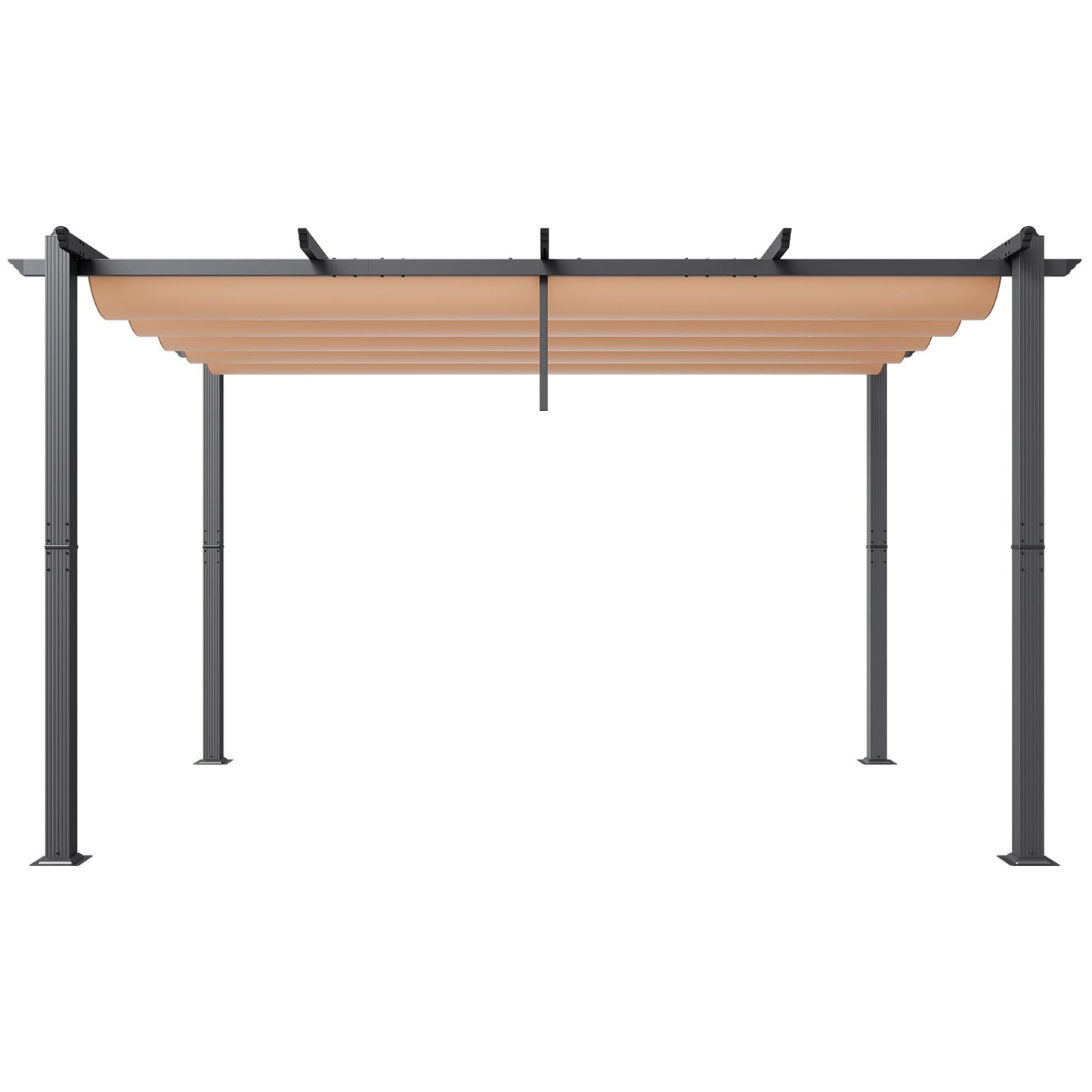 10'x13' einziehbare Pergola für den Außenbereich mit Sonnenschutzdach aus Aluminium in Beige