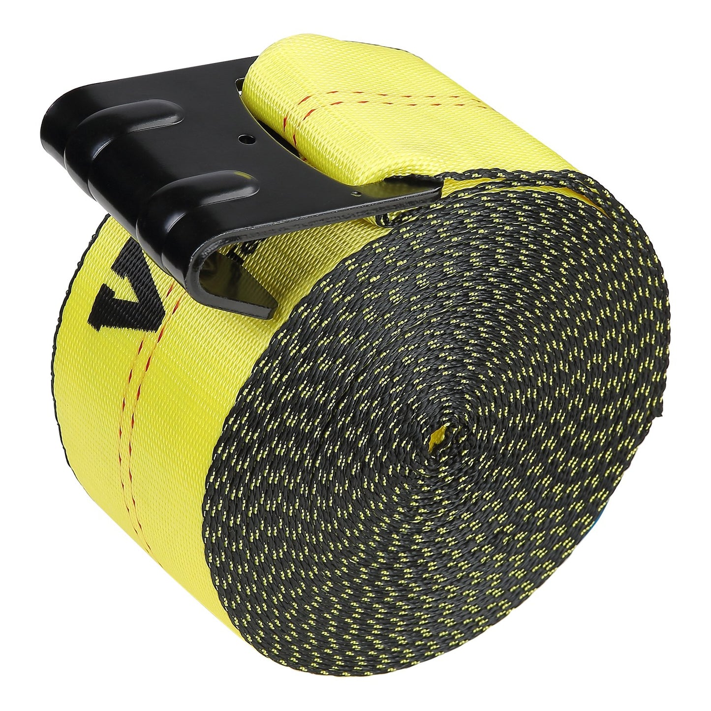 Winch Straps, 4" x 30', 6000 lbs Load Capacity, 18000 lbs Breaking Strength, Flat Hook Truck Straps, Flatbed Tie Down Load Control for Trailers, Farms, Rescues, Tree Rescuers, Yellow (10-Pack)