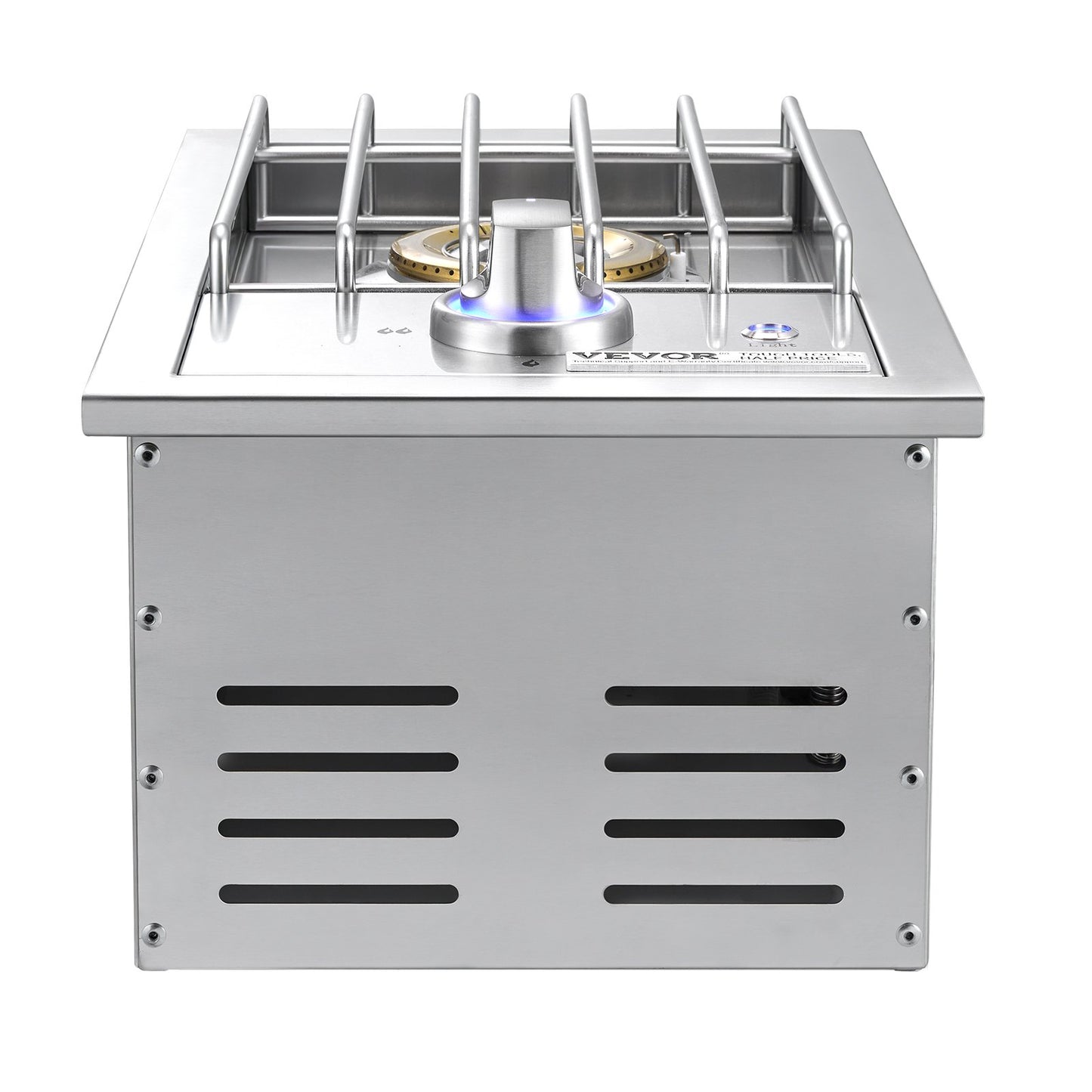 Single Grilling Side Burner, 17,000BTU Liquid Propane Side Burner for Outdoor Kitchen, Convertible to Natural Gas, 304 Stainless Steel Built-in Single Grill Burners with LED for BBQ Grill Island