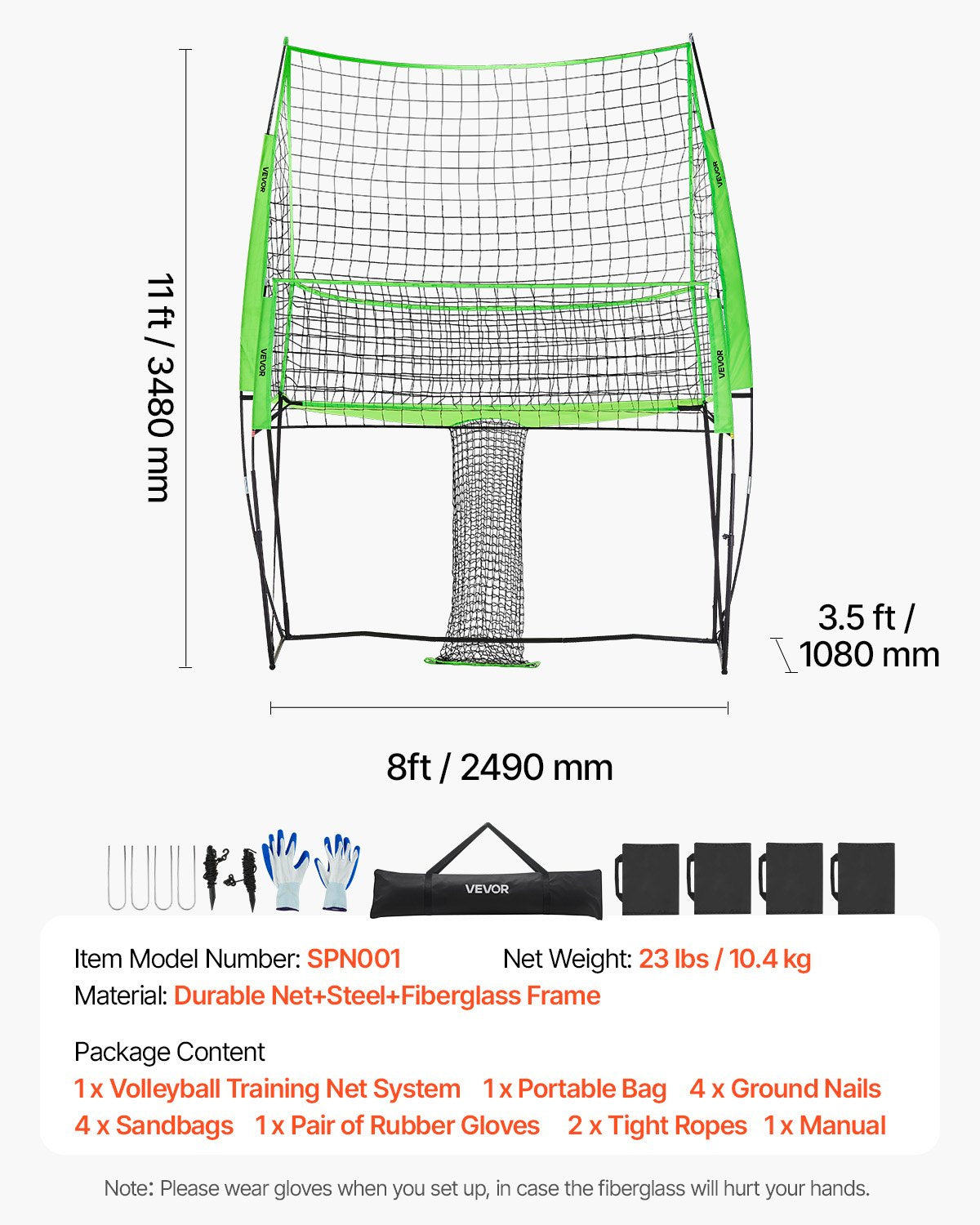 Volleyball Training Net System, Freely Height-Adjustable Practice Equipment with Ball Return, 8x11ft Portable Net Station, Easy Setup for Backyard Indoor Outdoor Serving Spiking Improve Accuracy