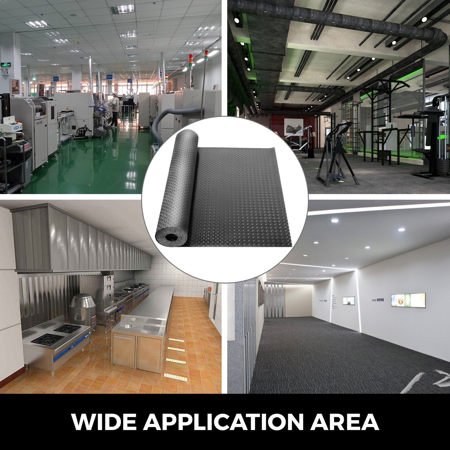 Garage Floor Mats 2 Rolls 17 x 3.6 Ft Garage Mat 2.5mm Thickness Black Garage Flooring PVC Garage Mats for Under Car