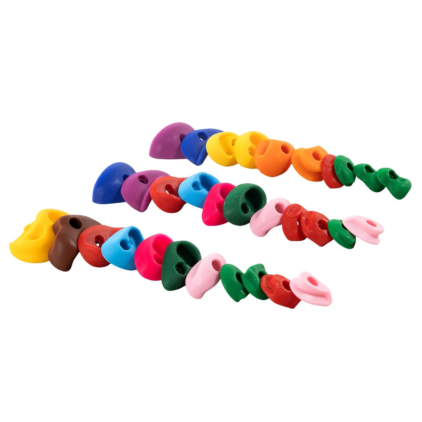 32 Klettergriffe Kletterfelsen mit farbiger Kletterseil-Hardware