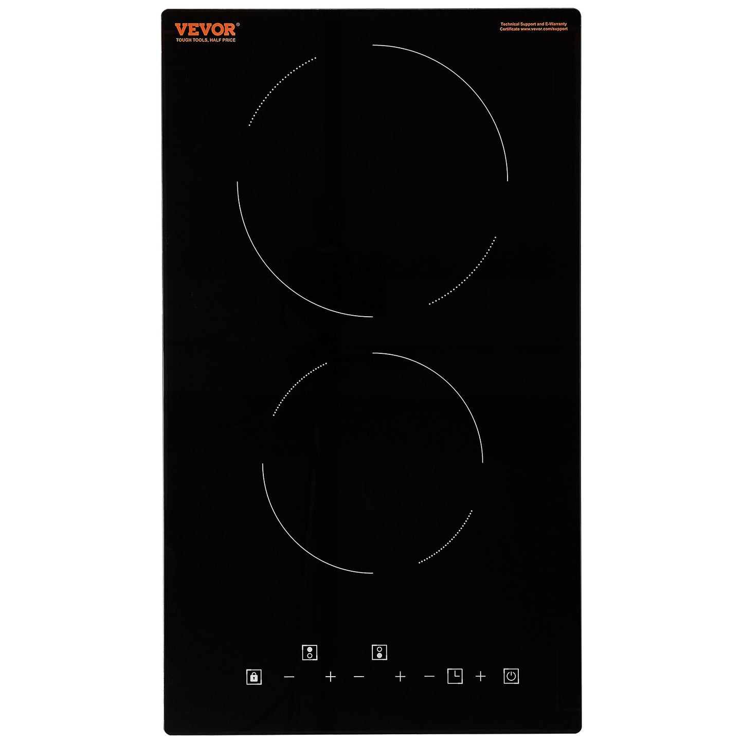 Built in Electric Stove Top, 20 x 11.6 inch 2 Burners, 240V Glass Radiant Cooktop with Sensor Touch Control, Timer & Child Lock Included, 9 Power Levels for Simmer Steam Slow Cook Fry