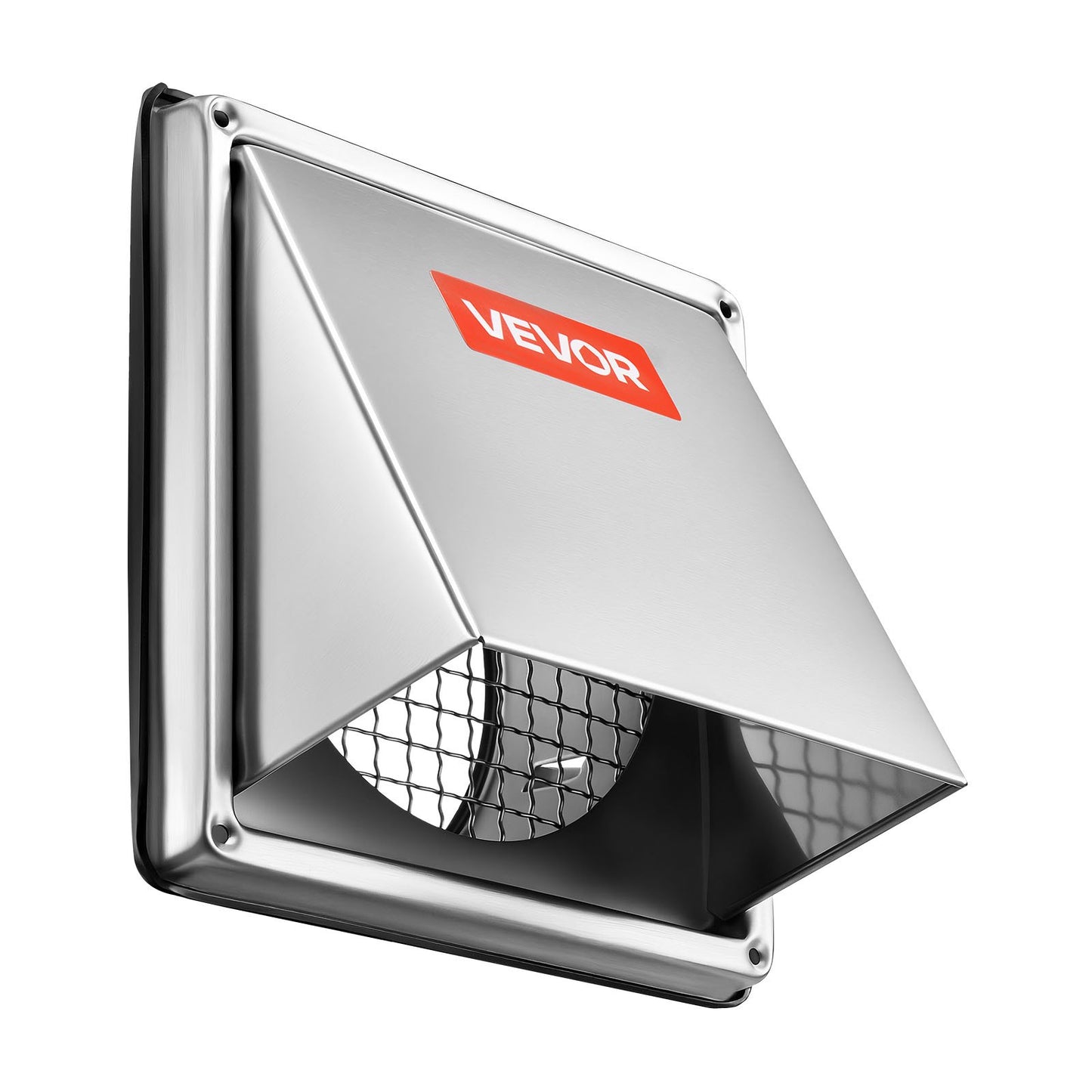 4 inch External Extractor Wall Vent Cover, Square AC Vent Gable Cover, Premium Stainless Steel & with Built-in a Protection Screen, for House,Bathroom,Garage,Kitchen,Basement (1 Pack, Silver)