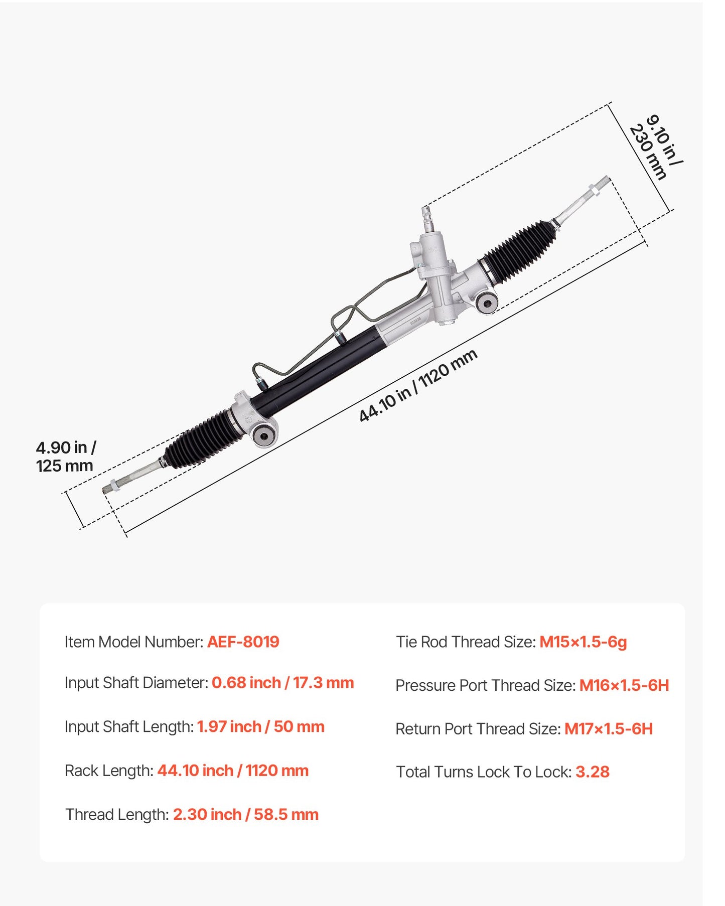Hydraulic Power Steering Rack and Pinion, Compatible with 2004-2006 Toyota Camry (SE or XLE Model), 2004 Toyota Camry (LE Model with 16" Wheels), 2007-2011 Toyota Camry (Except Hybrid Model)
