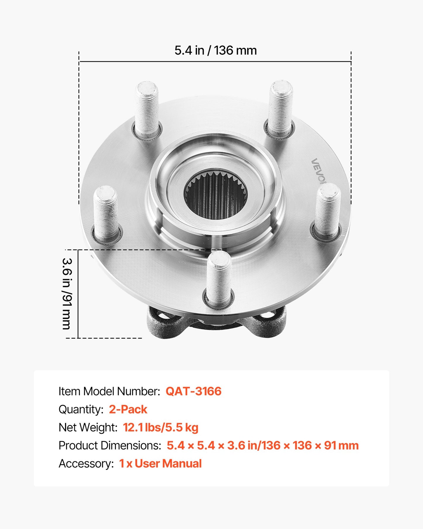 2PCS Front Wheel Bearing & Hub Assembly Fit for 2014-2015 Nissan Rogue Select S Sport Utility 2013 Advance 2012 Sentra SE-R Spec V Sedan 4-Door 2.5L OEM 513298, Wheel Bearing Hub Assembly Set