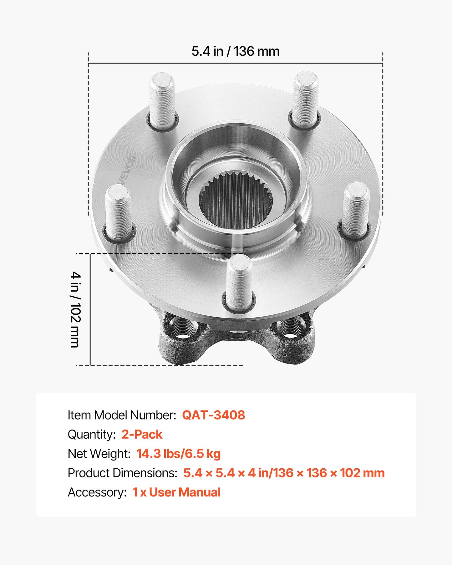2PCS Front Wheel Bearing & Hub Assembly Fit for 2019 INFINITI QX50 Autograph Essential Luxe ProACTIVE Sport Utility Nissan Maxima Advance Sedan 4-Door OEM 513296, Wheel Bearing Hub Assembly Set