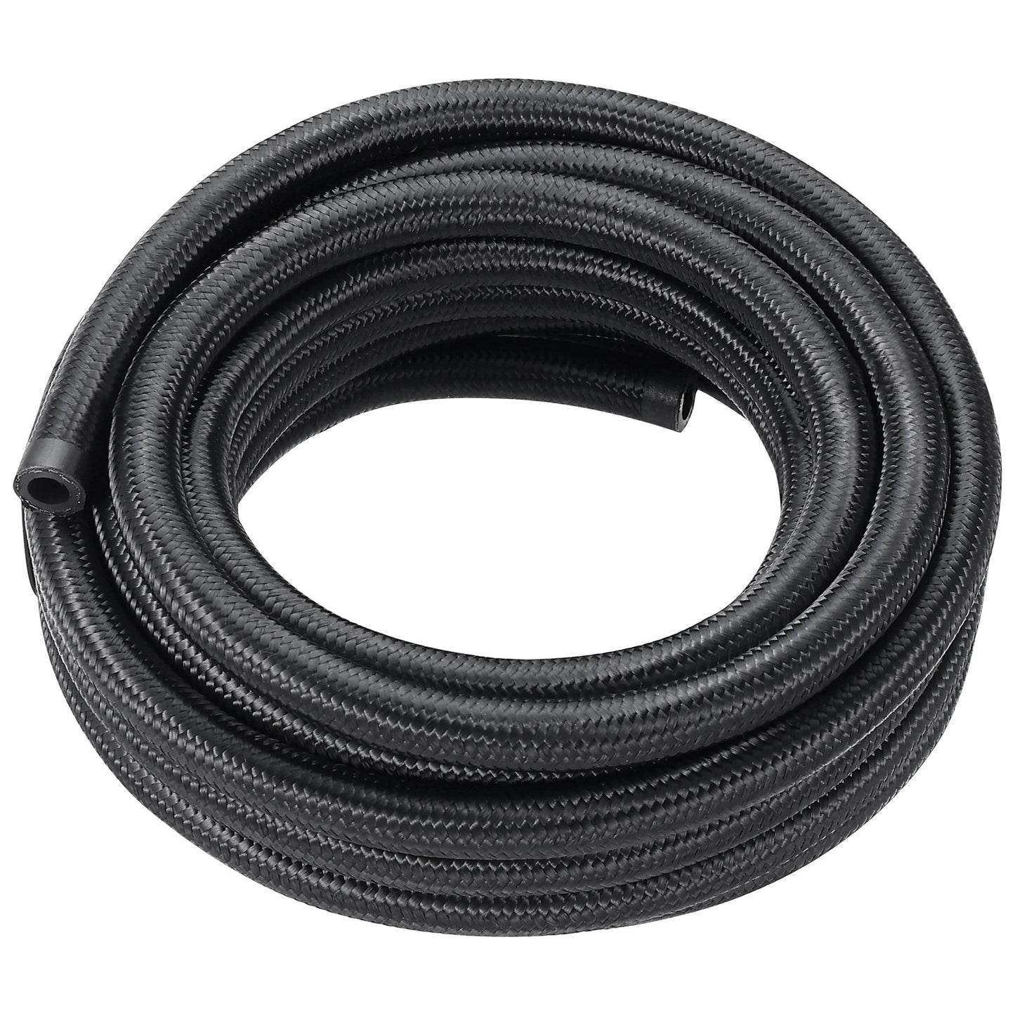 6AN Fuel Line Kit, 20 FT Fuel Hose Kit, 0.34 Inch Nylon, Stainless Steel Braided Fuel Line Kit for Oil/Gas/Diesel Hose End, with 12-ST Swivel Adapter Kit, Black