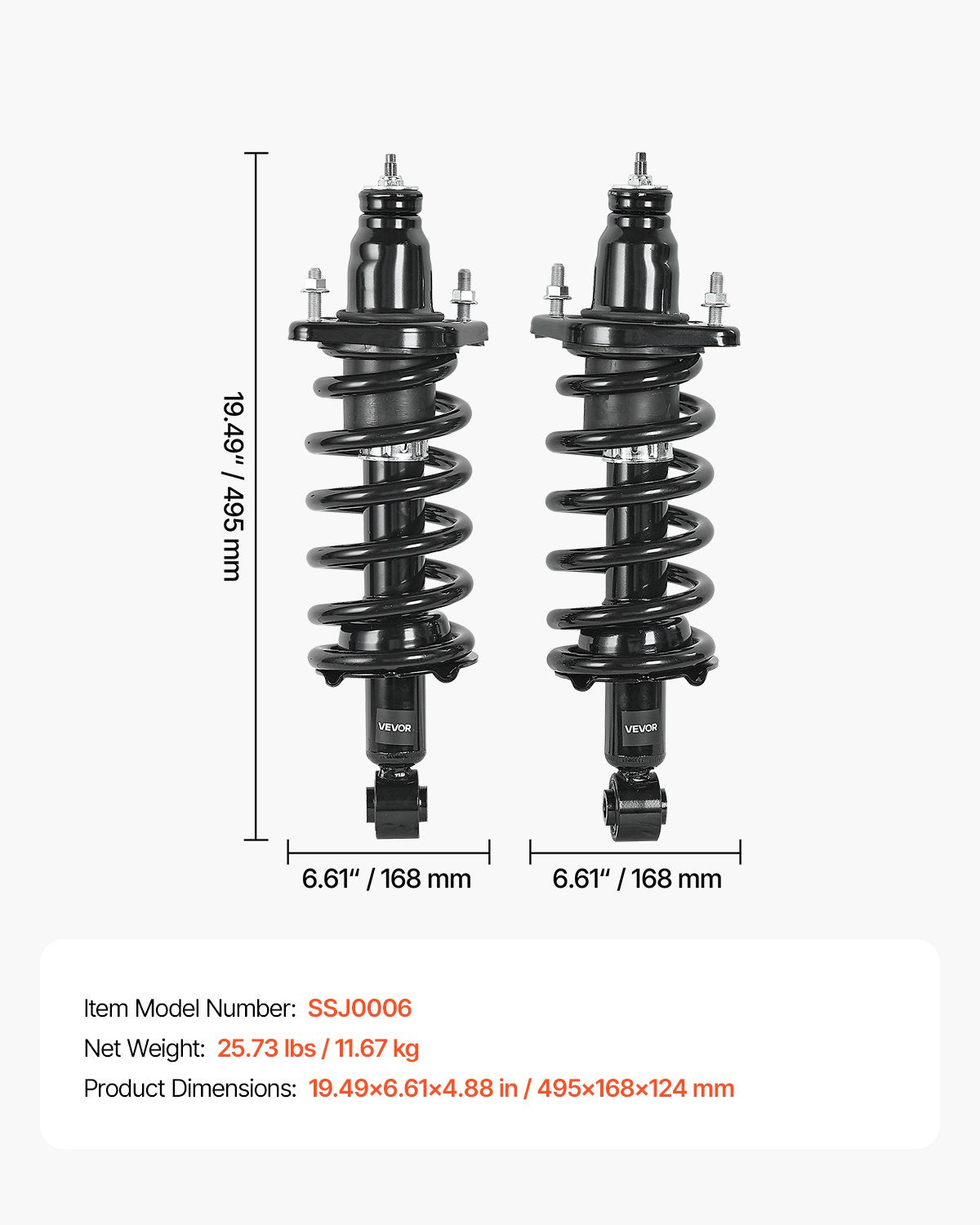 Rear Shock Absorber Strut Assembly, 2Pcs Shock and Strut Assembly with Coil Spring, Compatible with 2007-2009 Honda CR-V Models, Automotive Replacement Struts for OE 172497L 172497R