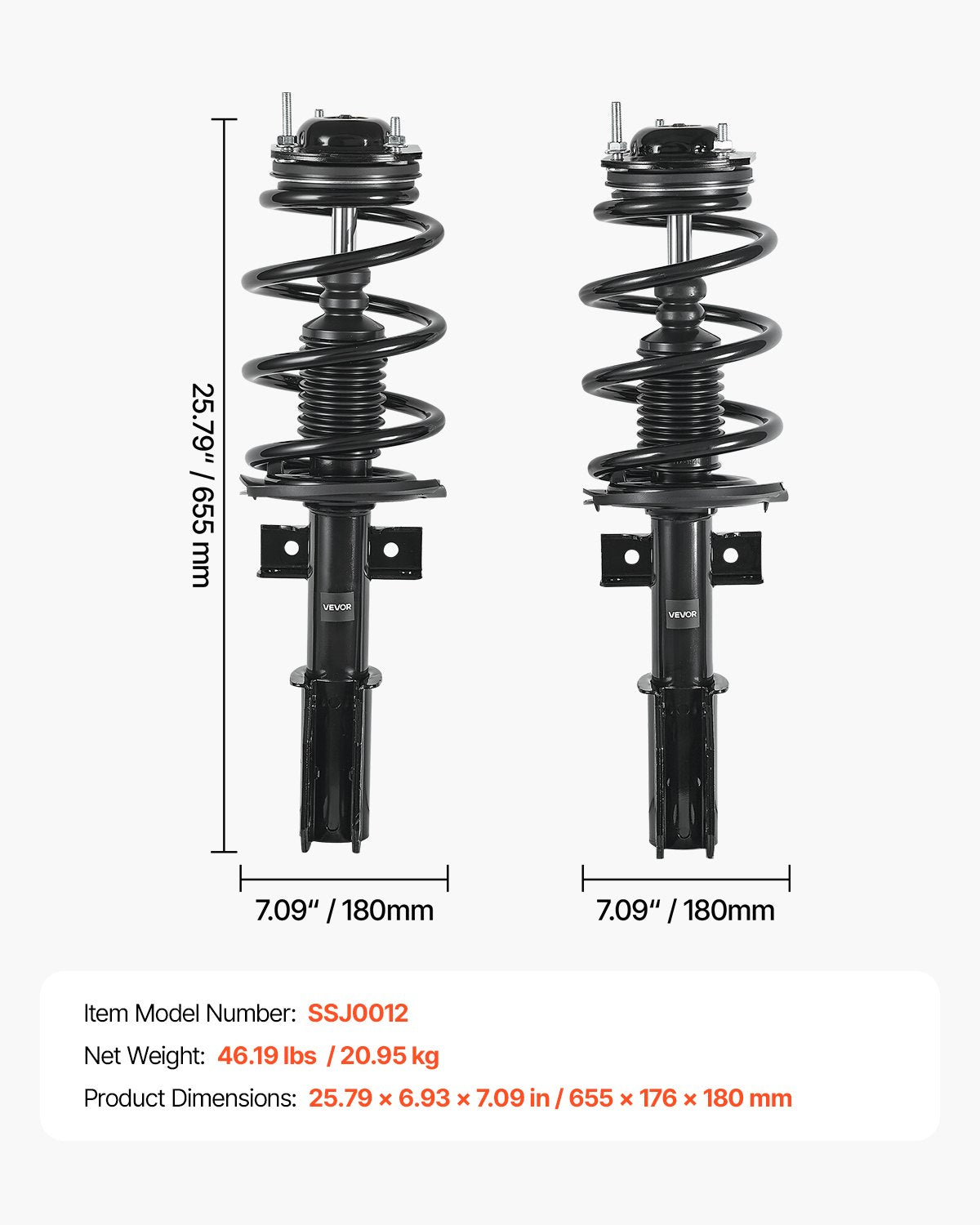 Front Shock Absorber Strut Assembly, 2Pcs Shock and Strut Assembly with Coil Spring, Fit 2007-2012 GMC Acadia, 2008-2012 Buick Enclave, 2009-2012 Chevrolet Traverse, Replace OE 11680 / 172518