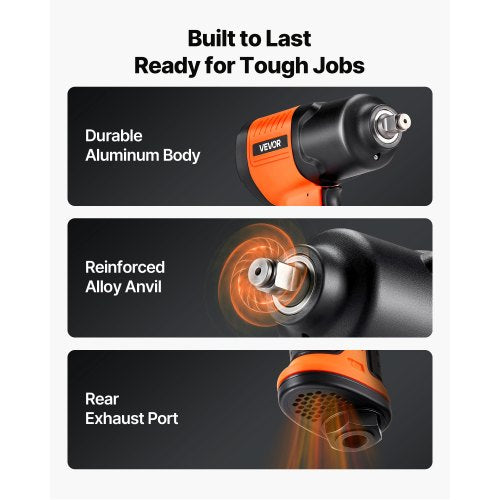 Lufttrycksslagskruvmejsel, 1/2"-fäste Pneumatisk slagskruvmejsel Upp till 1490 Nm Bakåtmoment, 7500 RPM 4-växlad justerbar och lätt pneumatisk pistol för bilreparationer och underhåll | EU