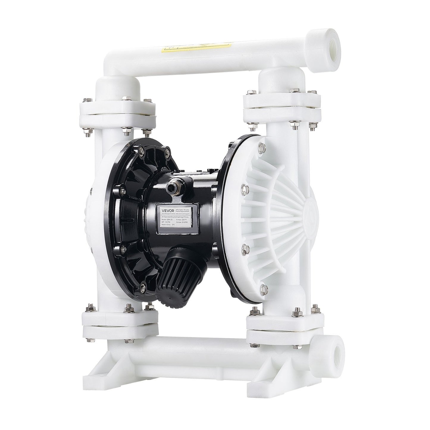 Air Operated Double Diaphragm Pump, 25 GPM, 1 inch Inlet & Outlet Pneumatic Waste Oil Transfer Pump, Max 100 PSI, Polypropylene Body, Air-Operated for Diesel, Grease, Kerosene, Gasoline & Oil