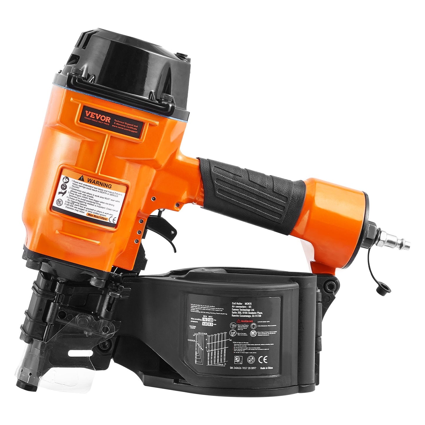 MCN70 spiralspikpistol 1-3/4 till 2-3/4 tum 15 graders pneumatisk spikpistol