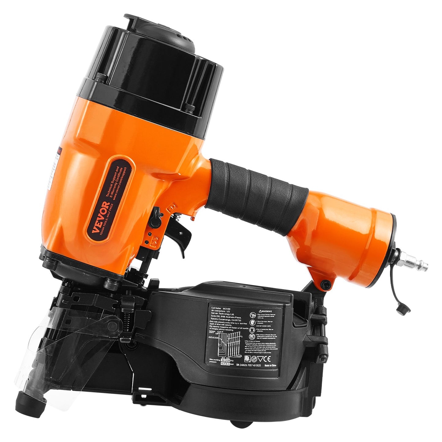 MCN90 Coil Framing Nail Gun 1-3/4" to 3-1/2" 15 Degree Pneumatic Nail Gun