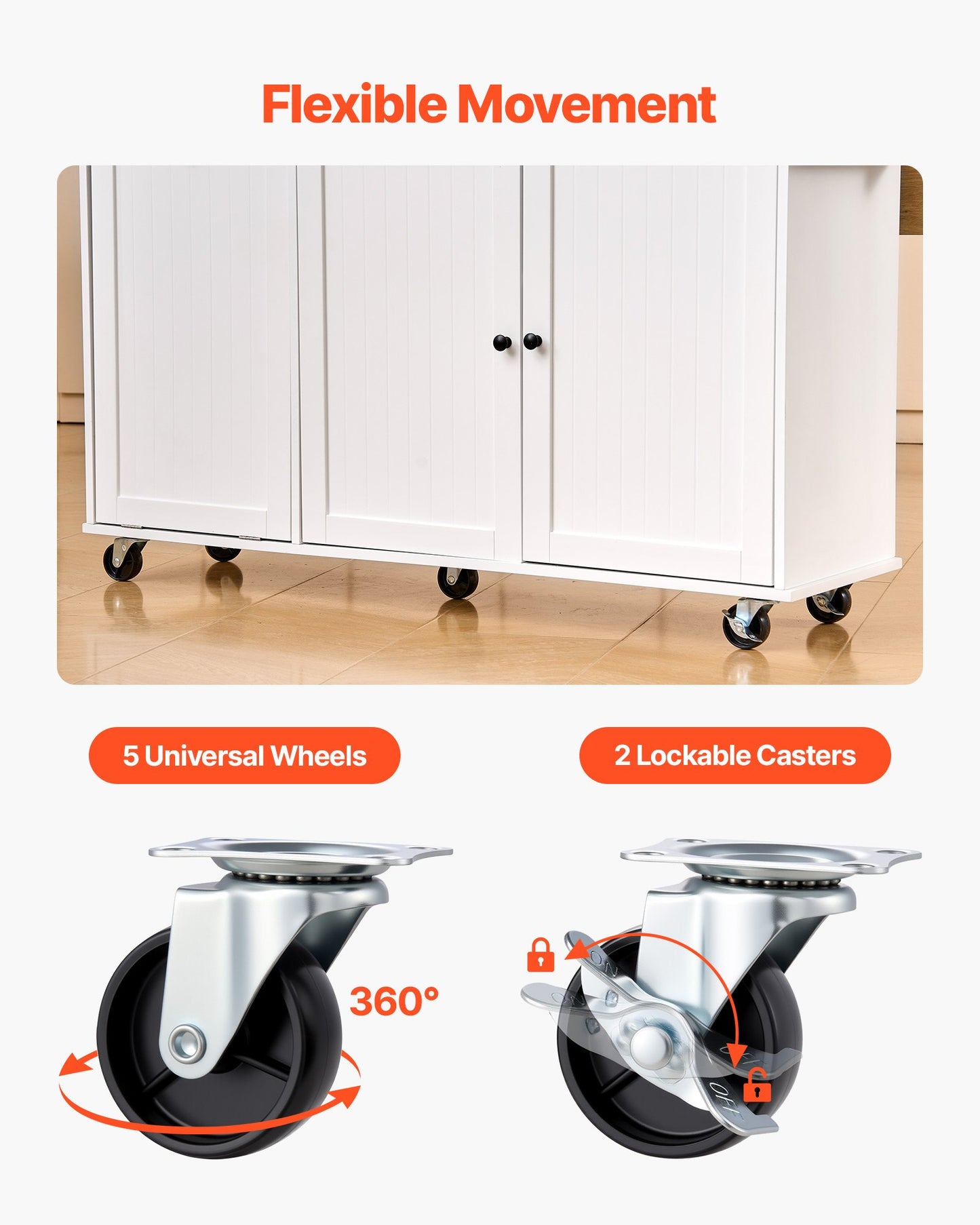 Kitchen Island Cart with Storage, 60in Wide Mobile Kitchen Cart with Wheels, Drop Leaf, 2 Drawers, Trash Can Cabinet, Knife Holder, Spice Rack, and Towel Rack, Table for Dining Room, Pantry