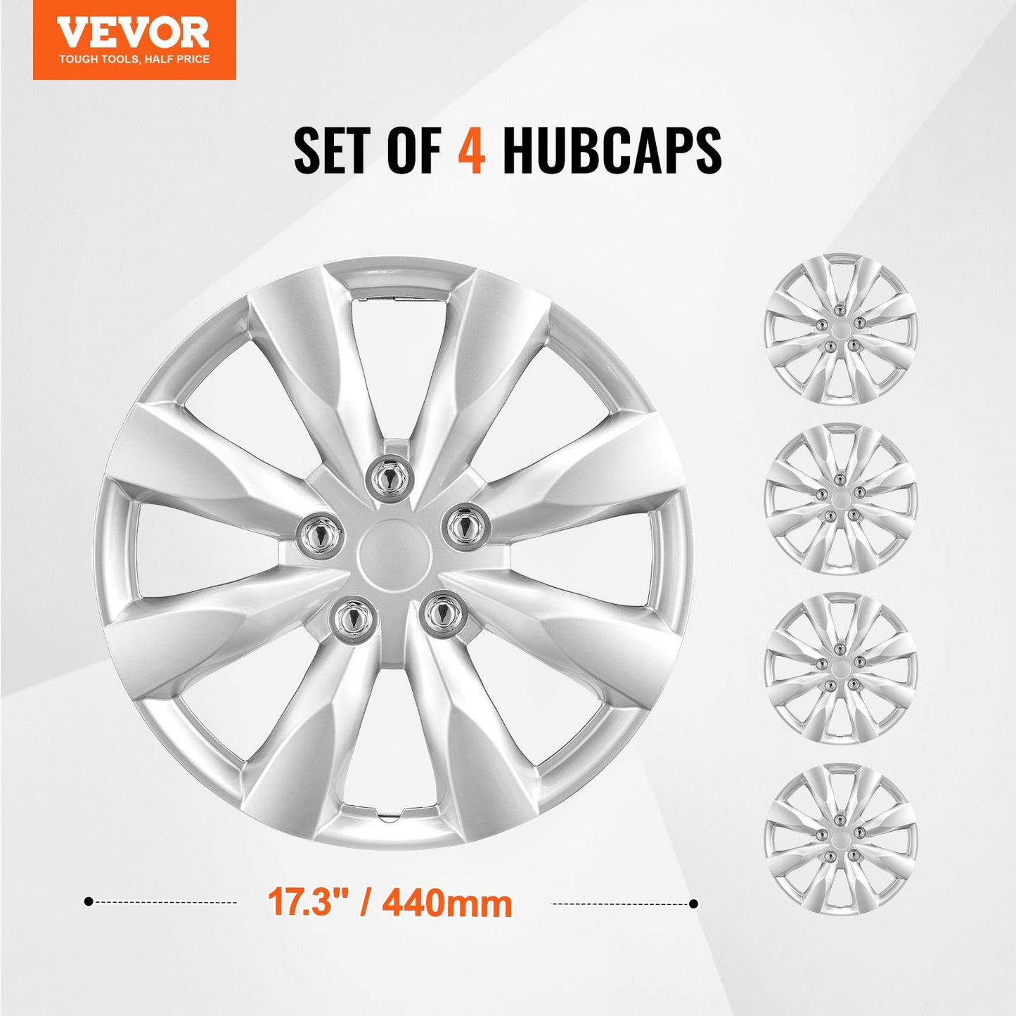 Wheel Rim Cover Hubcaps, 16 in Diameter, Sturdy & Durable Scratch-Resistant Hubcap with Snap & Valve Nozzle Hole, ABS & PC Hubcap with High Rigidity & Less Wind Drag, Fits for All Weather Use