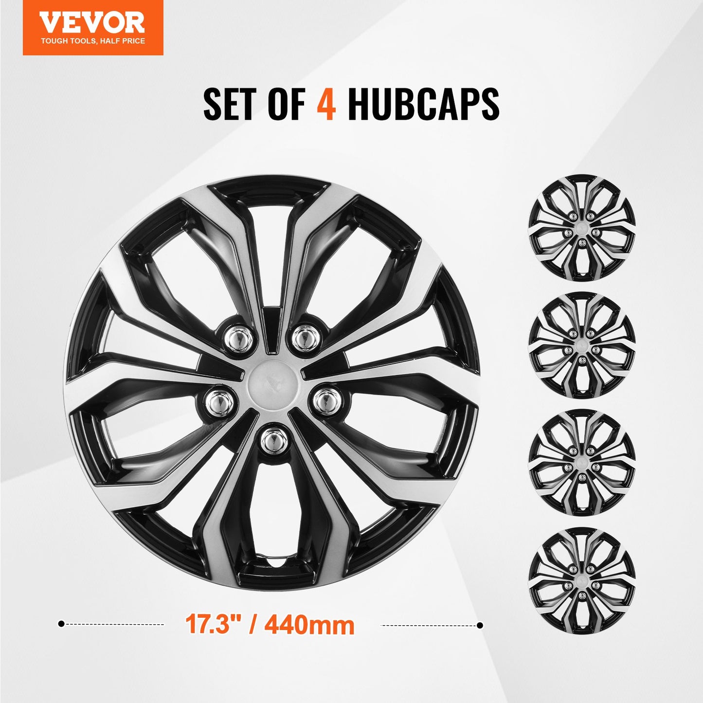 Wheel Rim Cover Hubcaps, 16 in Diameter, Sturdy & Durable Scratch-Resistant Hubcap with Snap & Valve Nozzle Hole, ABS & PC Hubcap with High Rigidity & Less Wind Drag, Fits for All Weather Use
