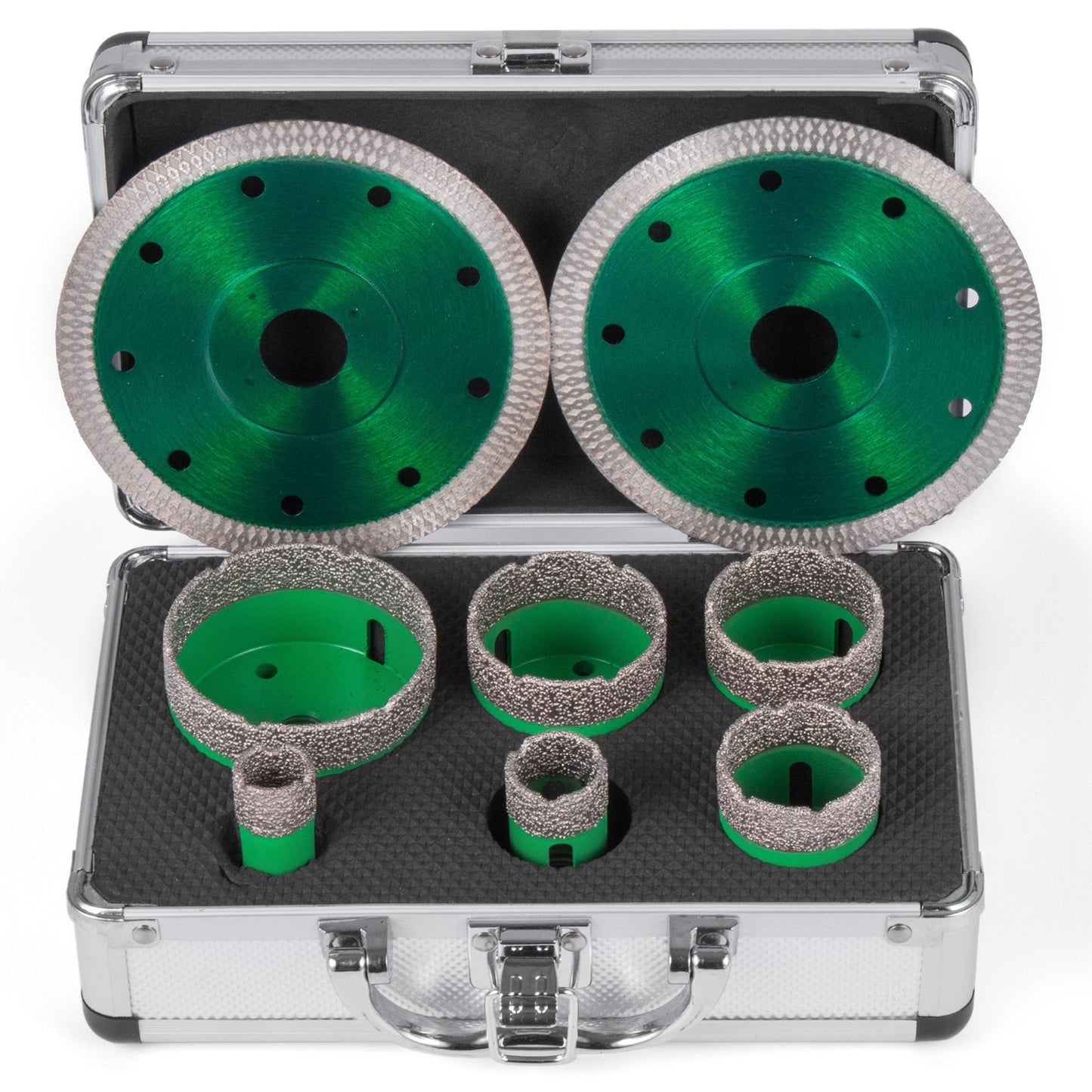 6-teiliges Diamant-Lochsägen-Set, Bohrkern, M14-Gewinde 20/25/40/45/50/68 mm (0,79/1/1,6/1,77/2/2,7 Zoll), mit 2 Sägeblättern