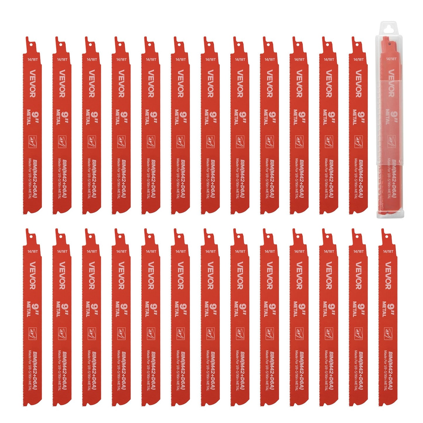 Reciprocating Saw Blades, 25 Pack, 14/18 TPI Bi-Metal Reciprocating Saw Blade Set with Universal Shank, Sharp Teeth for Fast and Smooth Cuts, for Cutting 1/8-5/16 inch Medium Metals, Orange