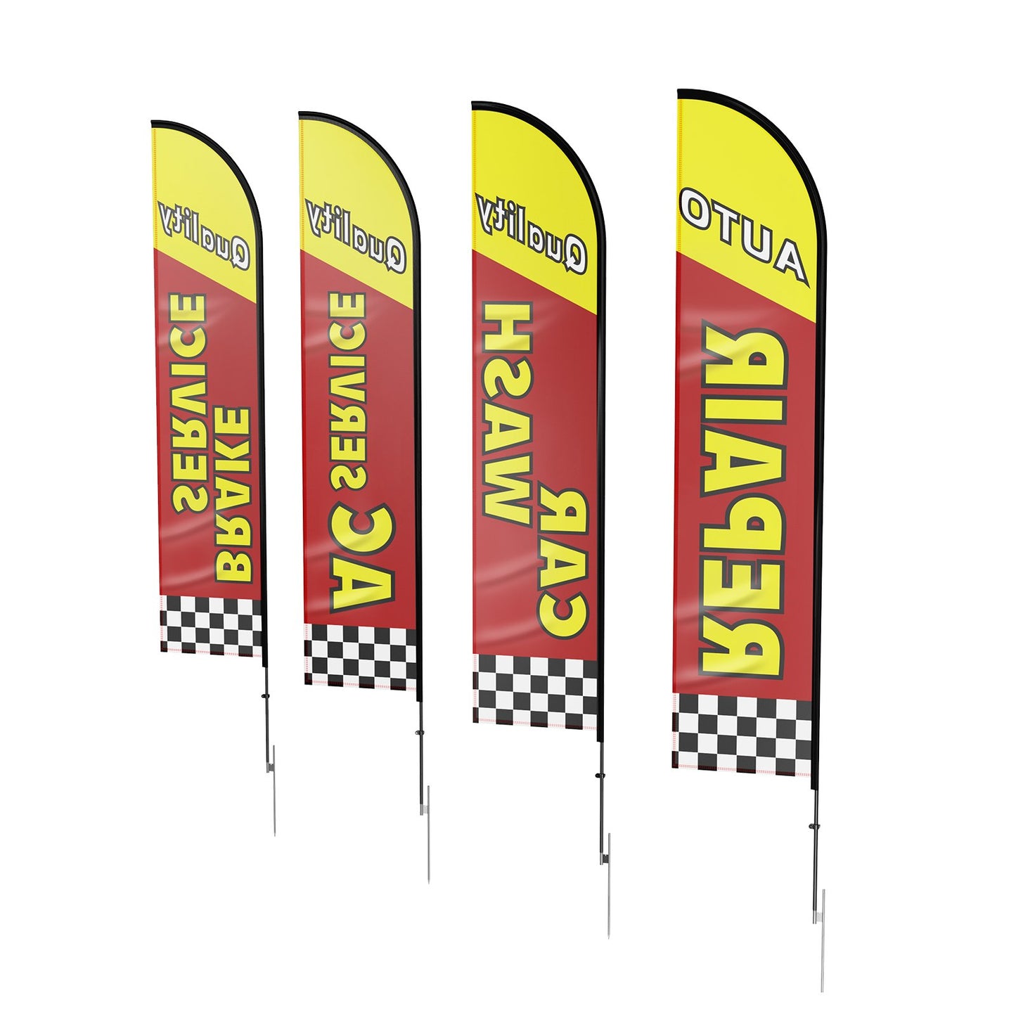Auto Repair Advertising Feather Flag Kit Swooper Flags and Poles 16,3 FT