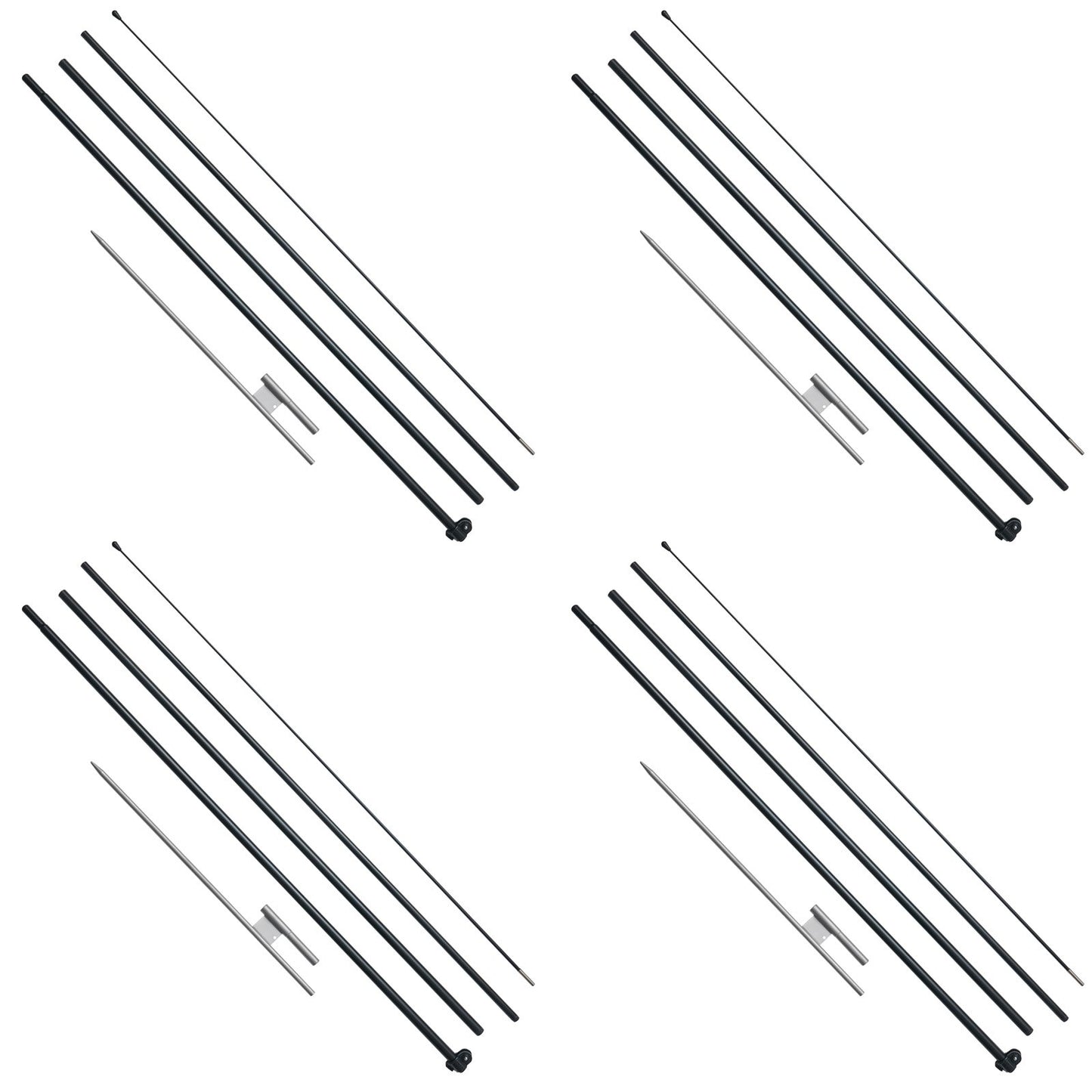 Feather Flag Pole Kit, 4 Packs Swooper Flag Pole 16.3 ft, Sign Flag Poles for Business Advertising Flags Outdoor, with Ground Stakes and A Carrying Bag (Flag Not Included)