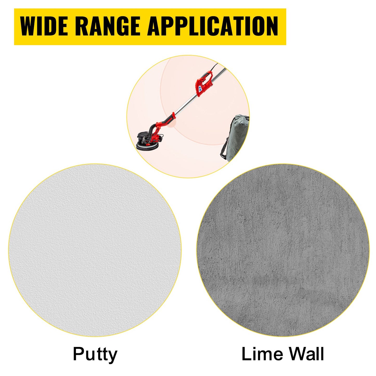 Drywall Sander 850W, Electric Drywall Sander, Variable Speed 800-1750 RPM, Foldable Sheetrock Sander, with Telescope Handle, Electric Sander, with LED Strip Light and Vacuum Bag, Wall Sander