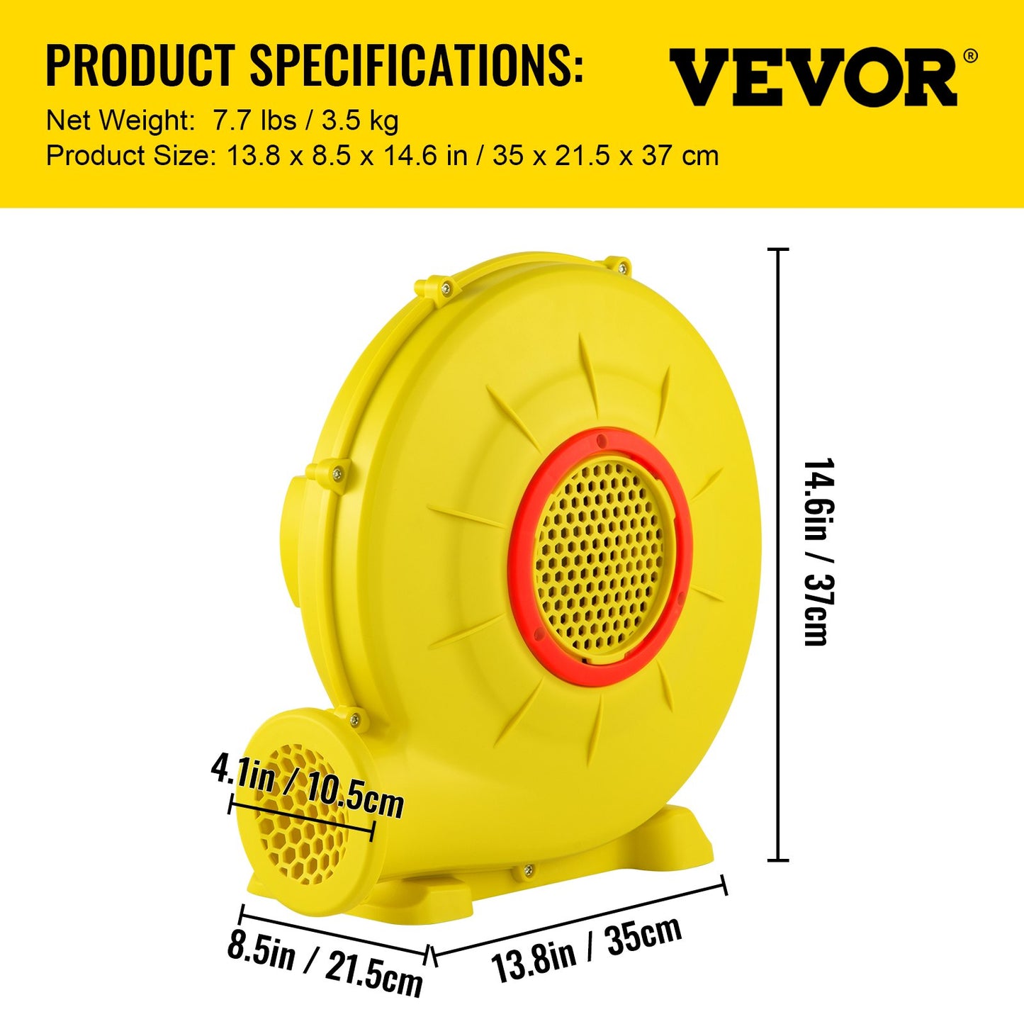 Air Blower, 450W 0.6HP Inflatable Blower, Portable and Powerful Bounce House Blower, 1750Pa Commercial Air Blower Pump Fan, Used for Inflatable Bouncy Castle and Jump Tested to UL Standards