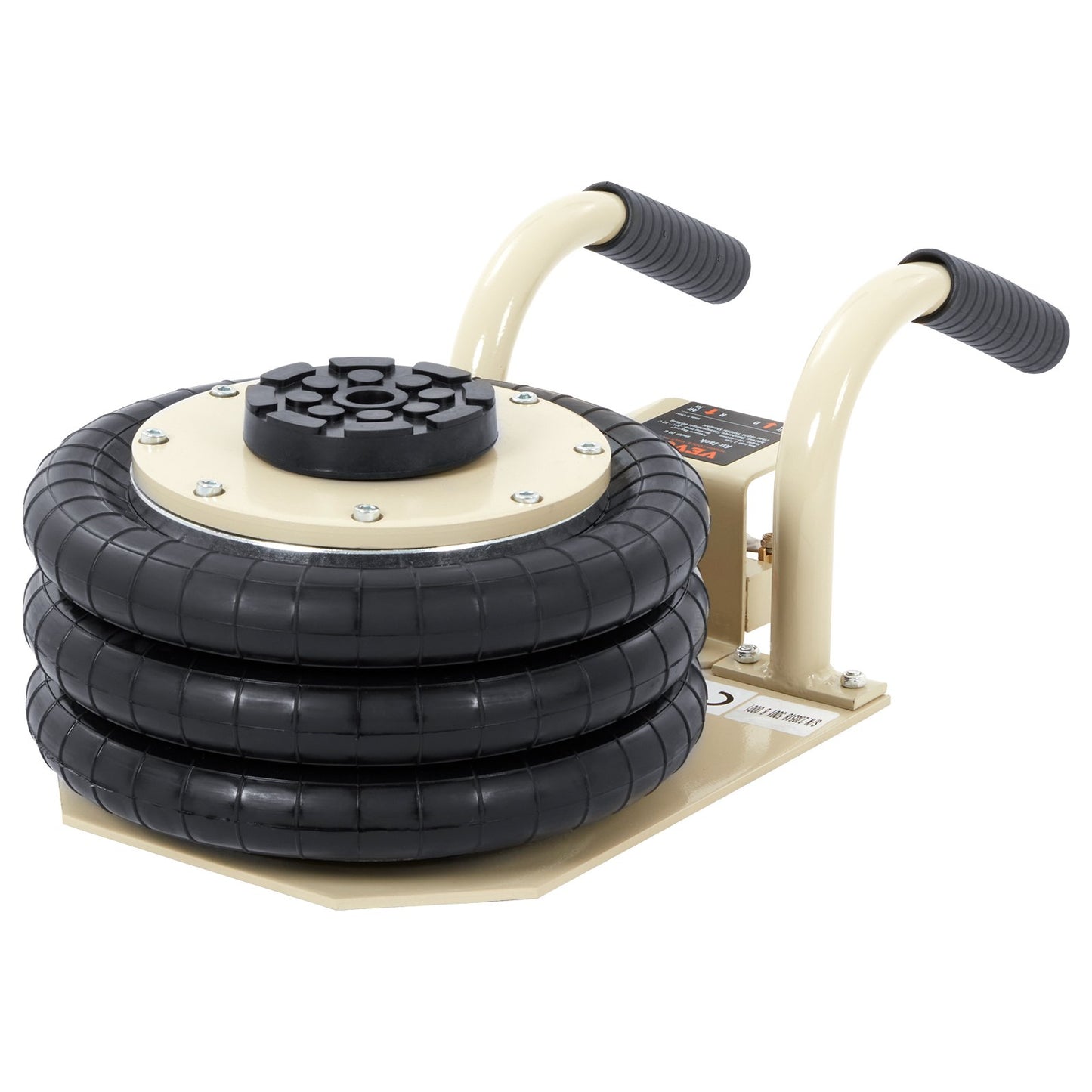 Air Jack, 3 Ton/6600 lbs Triple Bag Air Jack, Airbag Jack med sex stålrör, lyft upp till 17,7 tum/450 mm, 3-5 s snabblyftande pneumatisk domkraft, med sidohandtag för bil, garage, reparation (vit )