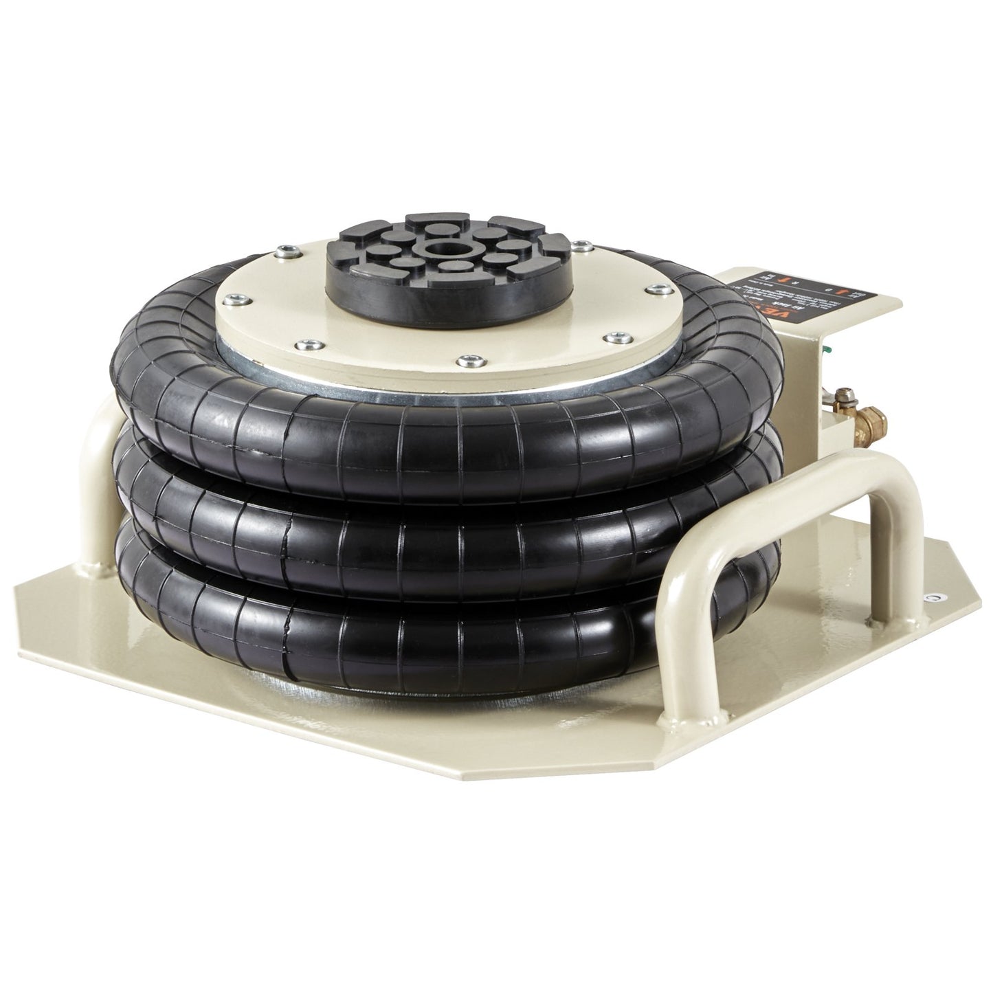 Luftwagenheber, 3 Tonnen/6600 lbs, Dreifach-Luftwagenheber, Luftwagenheber mit Luftsack, Hubhöhe bis zu 450 mm, 3-5 Sekunden Schnellhub-Luftwagenheber, mit seitlichem Griff für Autos, Garage, Reparatur (Beige)