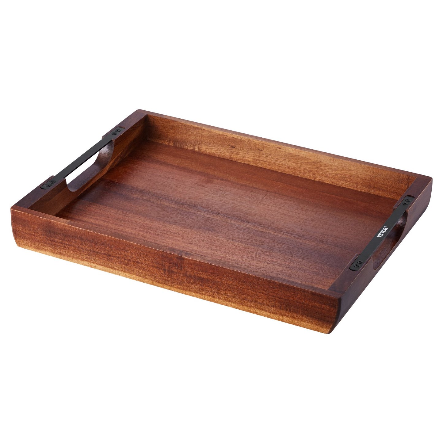 Wood Serving Tray, Acacia Wooden Tray Board with Handles, Decorative Rustic Serving Trays Platter, Ideal for Breakfast in Bed, Lunch, Kitchen, Living Room, Ottoman, Coffee Table, Party, Couch