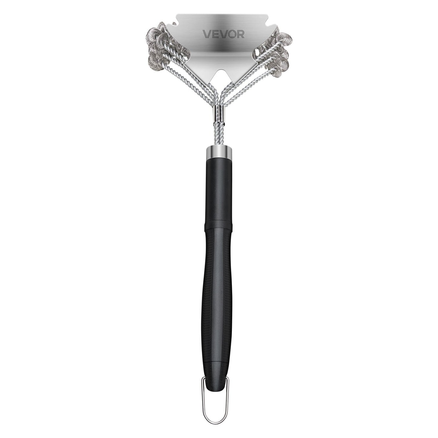 Grill Brush and Scraper, BBQ Brush for Outdoor Grills, Stainless Steel Woven Wire, Bristle Free Barbecue Brushes for Porcelain, Charcoal, Grate Cleaner Grill Accessories, 17 in