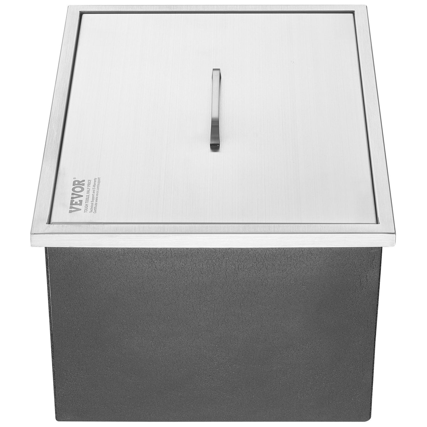 Einbau-Eisbox, 55,9 cm L x 43,2 cm B x 30,5 cm H, Edelstahl-Eiskühler, gewerblicher Eisbehälter mit Deckel, 40 qt Eisbar für die Outdoor-Küche, Abflussrohr und Ablassschraube im Lieferumfang enthalten, für kaltes Weinbier