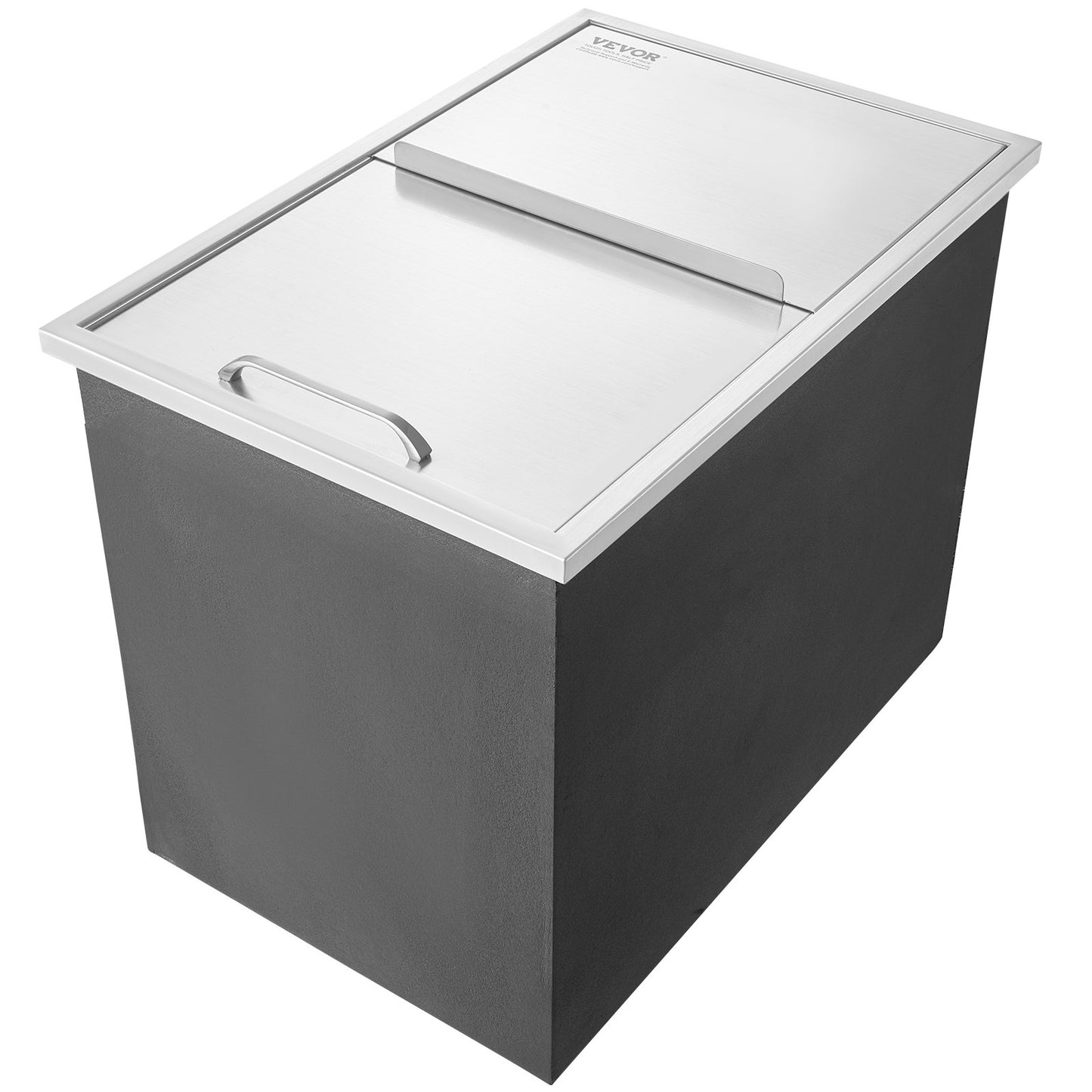 Drop in Ice Chest, 27"L x 18"W x 21"H Stainless Steel Ice Cooler, Commercial Ice Bin with Sliding Cover, 40.9 qt Outdoor Kitchen Ice Bar, Drain-pipe and Drain Plug Included, for Cold Wine Beer