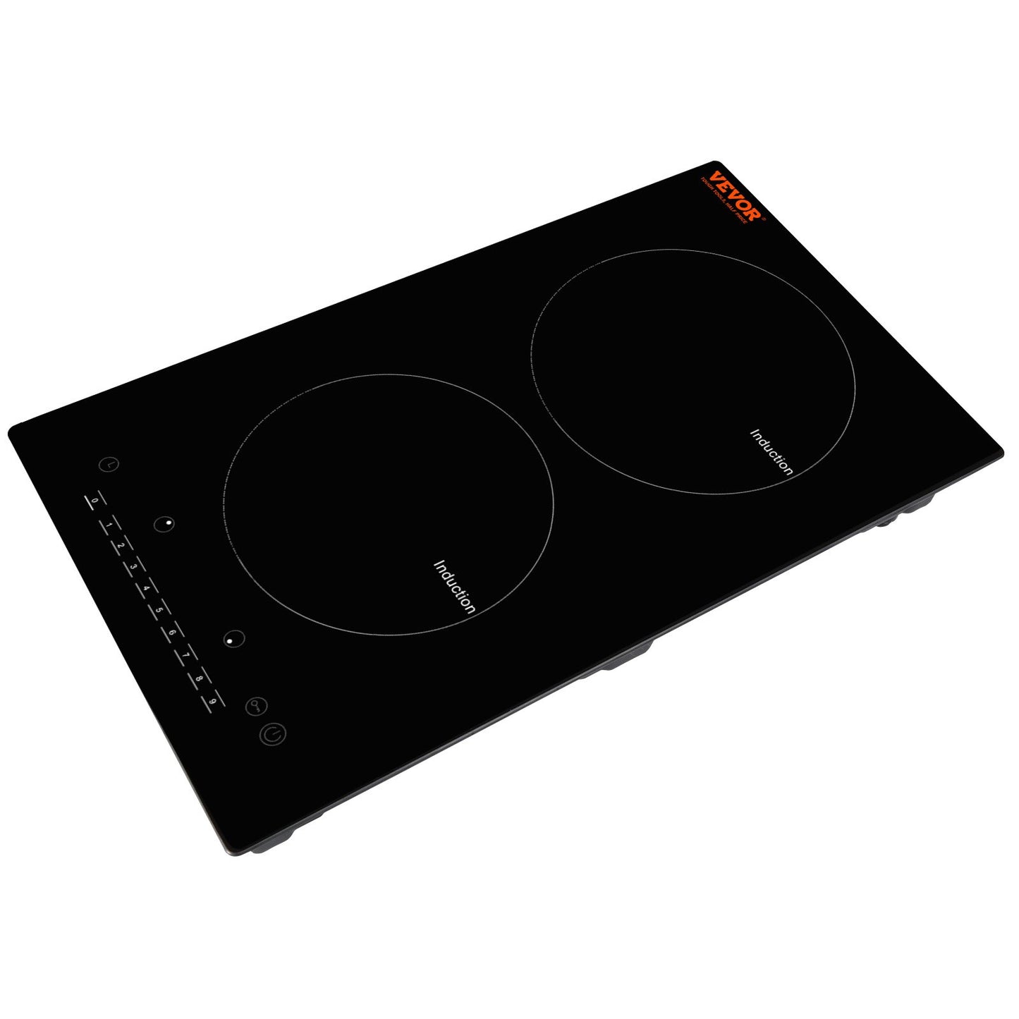 Electric Cooktop, 2 Burners, 12'' Induction Stove Top, Built-in Magnetic Cooktop 1800W, 9 Heating Level Multifunctional Burner, LED Touch Screen w/ Child Lock & Over-Temperature Protection