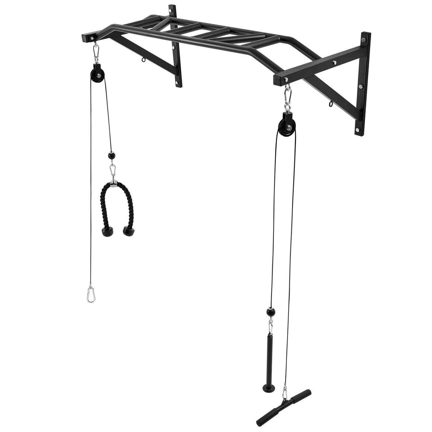 Pull Up Bar, Multi-Grip Wall Mounted Pull Ups, 50 in Width Multifunctional Chin Up Training Station, Heavy Duty Steel Upper Body Workout Bars with LAT Pulldown Attachments, 440 lbs, for Home Gym