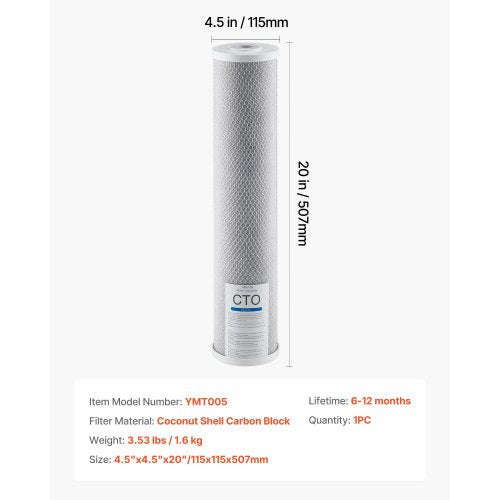 Hela Husets Vattenfilterpatron 4,5"x20" CTO Kolfiber 1-pack